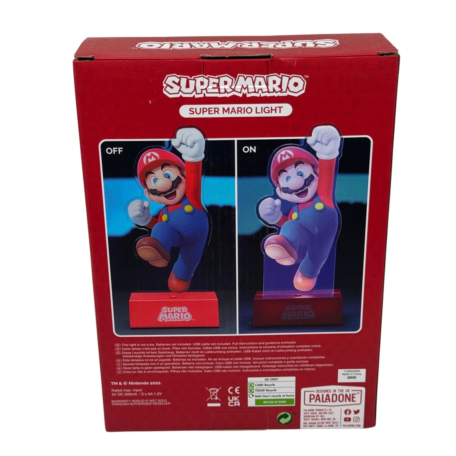 Super Mario Paladone Official Nintendo LED Figure Desk Night Light Lamp New