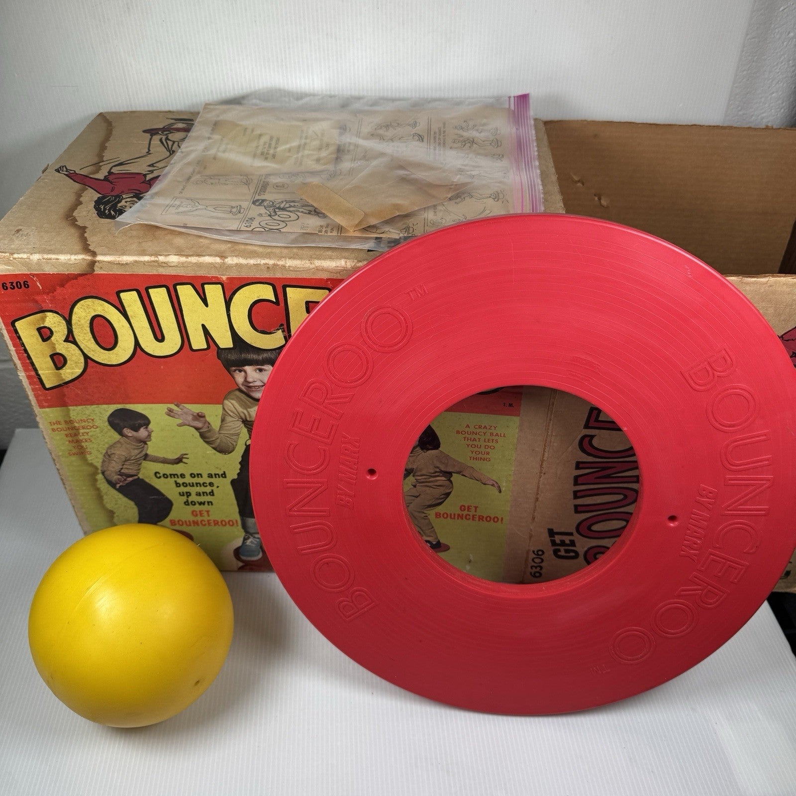 Rare Marx 1970s Bounceroo Bouncing Toy Complete w/ Air Pump Adapter & Manual