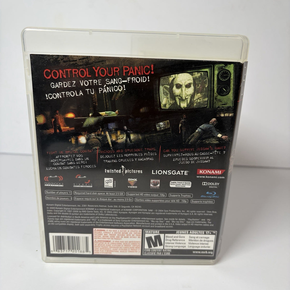 Saw Sony PlayStation 3 PS3 Video Game w/ Case Konami 2009 M - Mature
