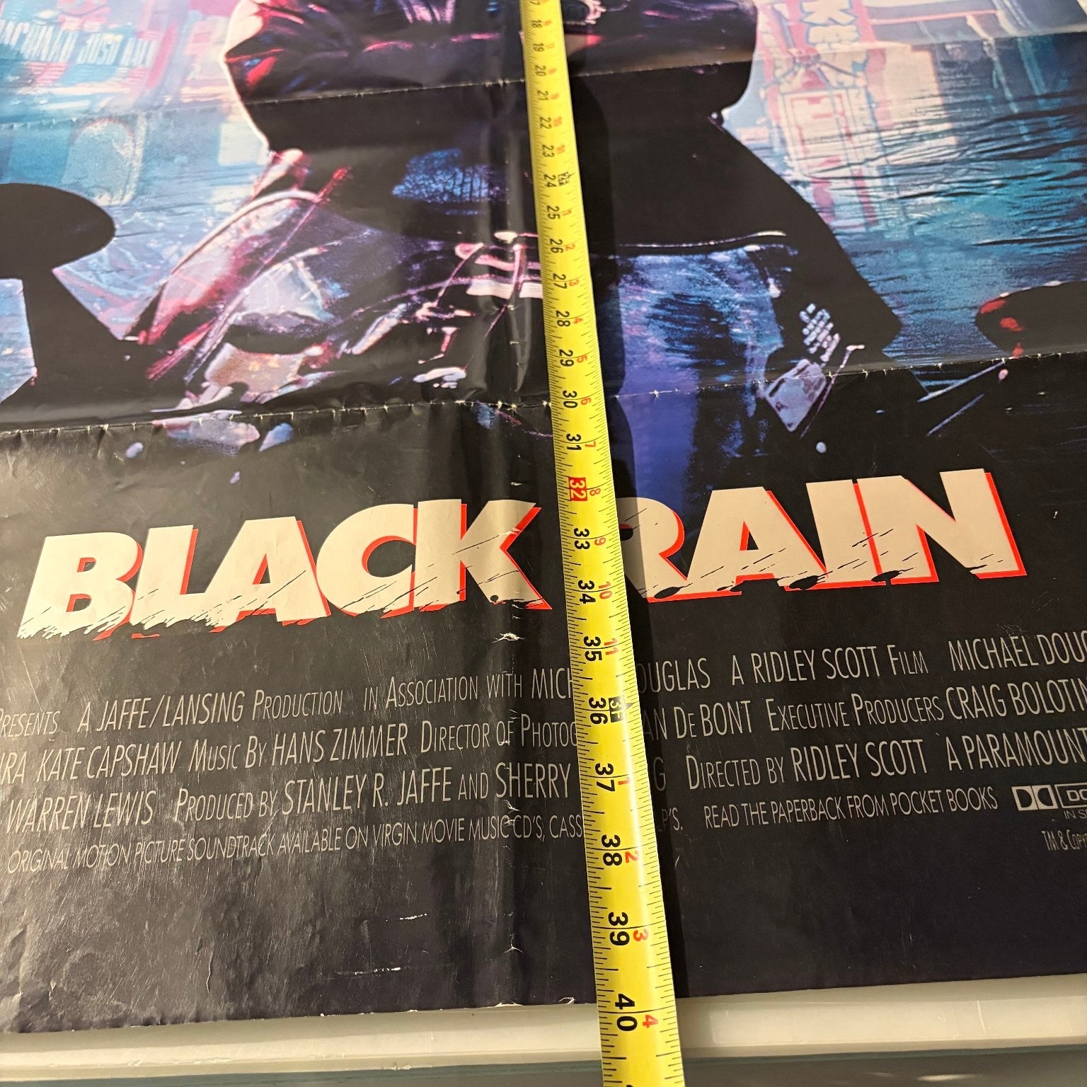 Black Rain 1989 One Sheet Movie Poster Michael Douglas Ridley Scott Vintage