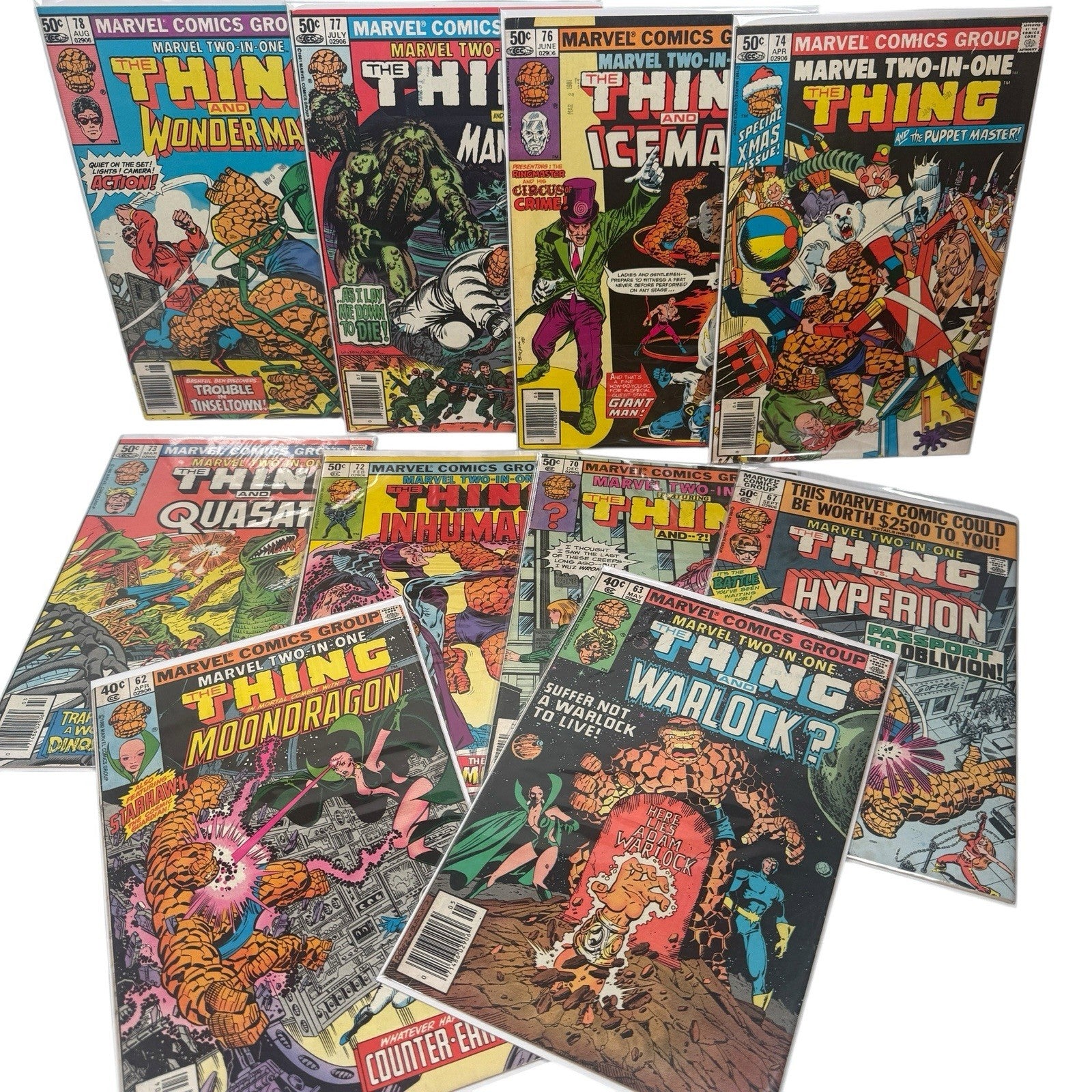 Marvel Comics 2 In 1 The Thing Mixed Lot Of Comics 62, 63, 67, 70, 72-74, 76-78
