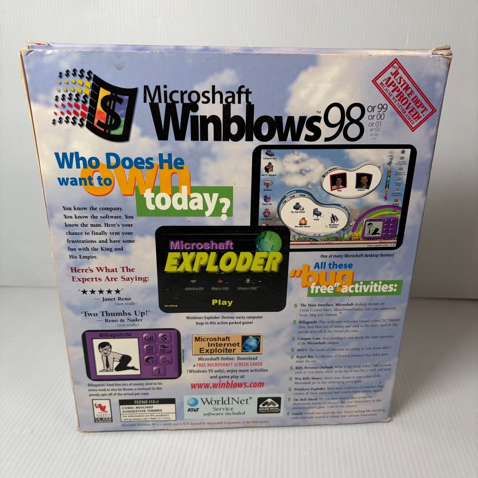 Microshaft Winblows 98 Big Box PC Parody CD-ROM Mac Video Game Retro Complete