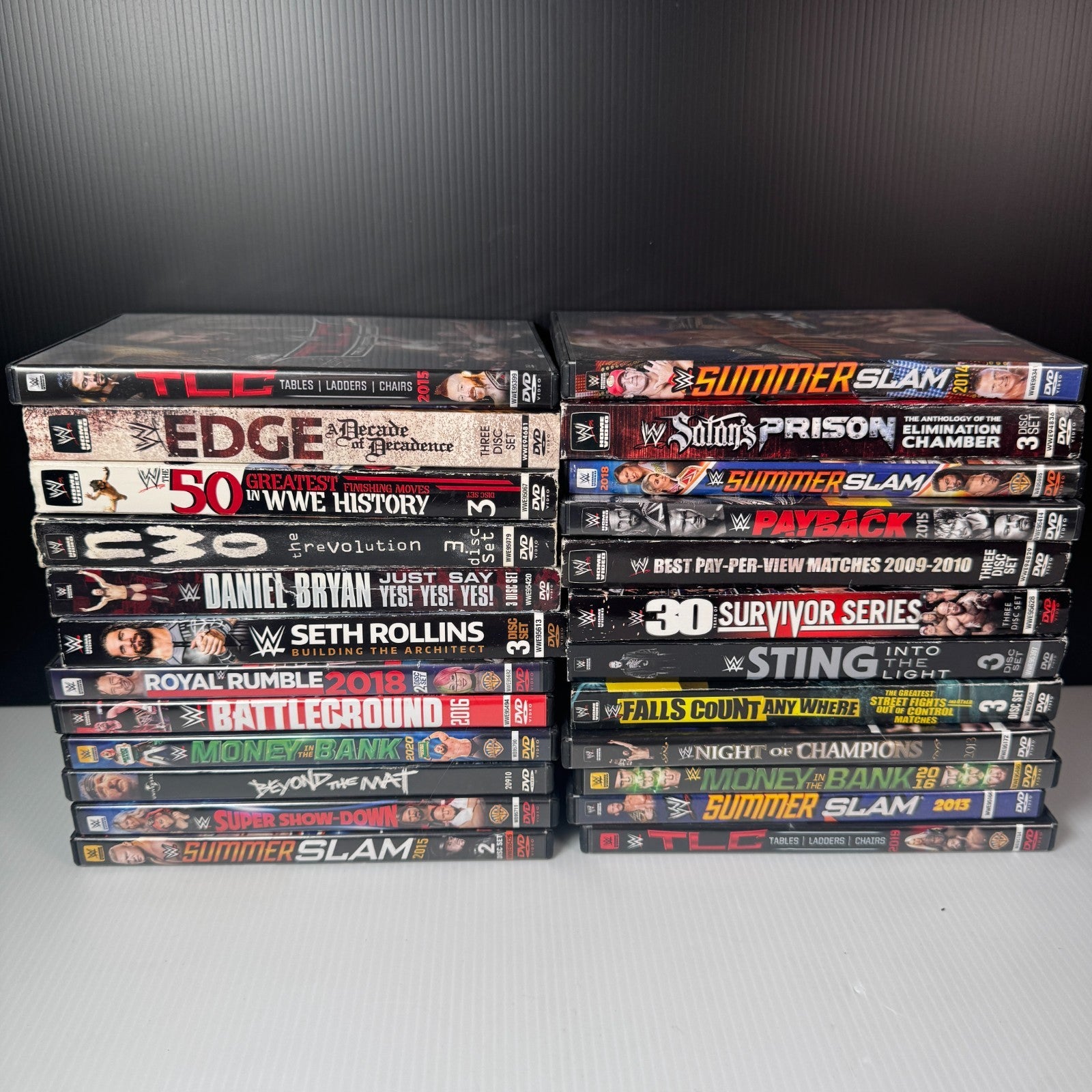 Lot of 24 WWE Wrestling DVD Sets Pay-Per-View Events & Superstar Collections