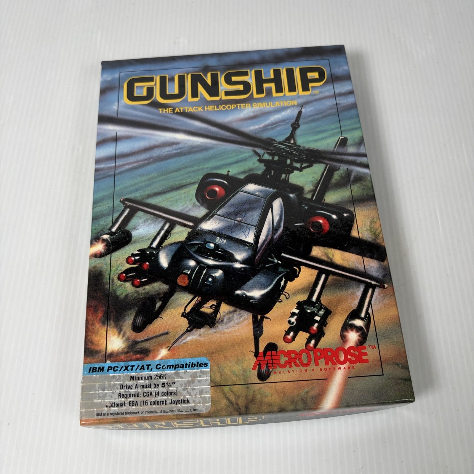 Gunship The Attack Helicopter Simulation IBM PC XT AT Vintage Big Box PC Game