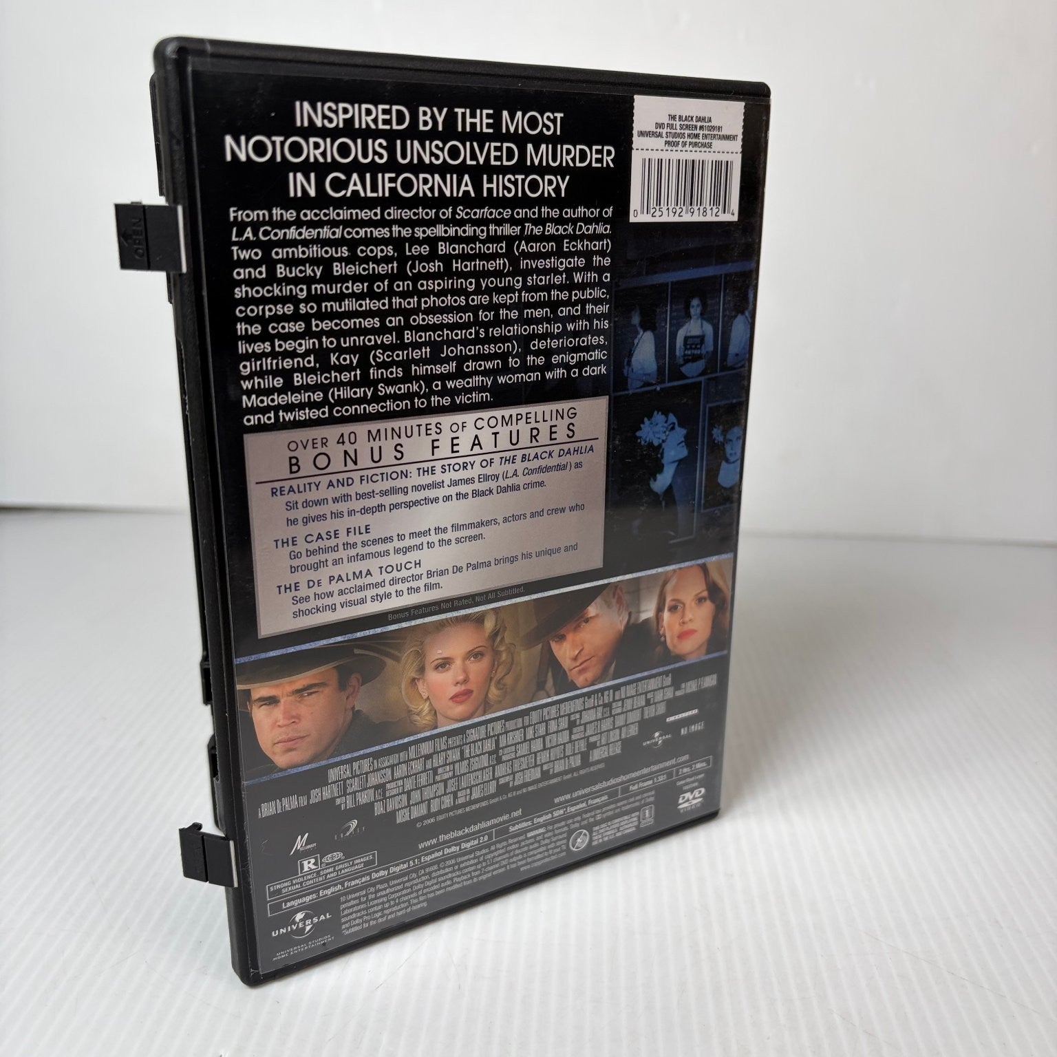 THE BLACK DAHLIA DVD 2006 Josh Hartnett Scarlett Johansson Brian De Palma Noir