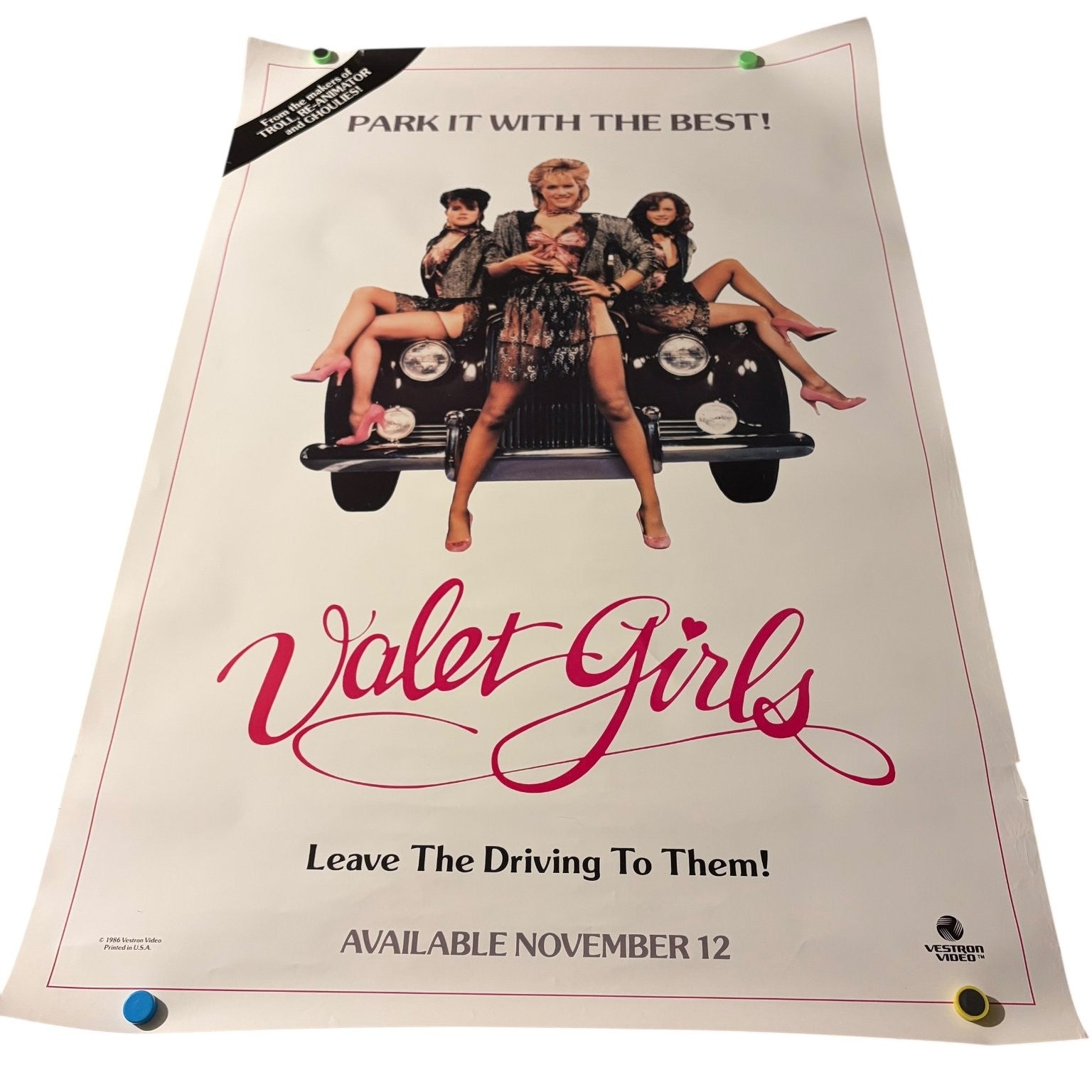Vintage Valet Girls 1986 Original US Video Store Movie Poster Vestron Video