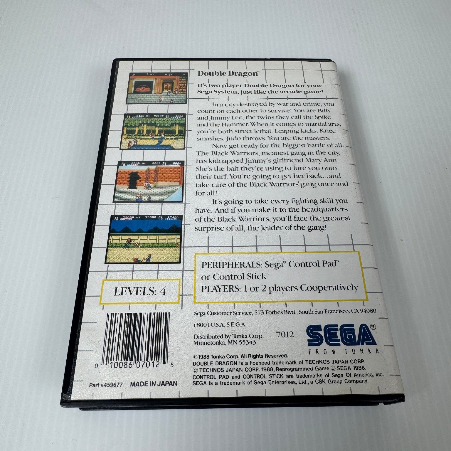 Double Dragon Sega Master System Video Game 2 Player Arcade Case & Game