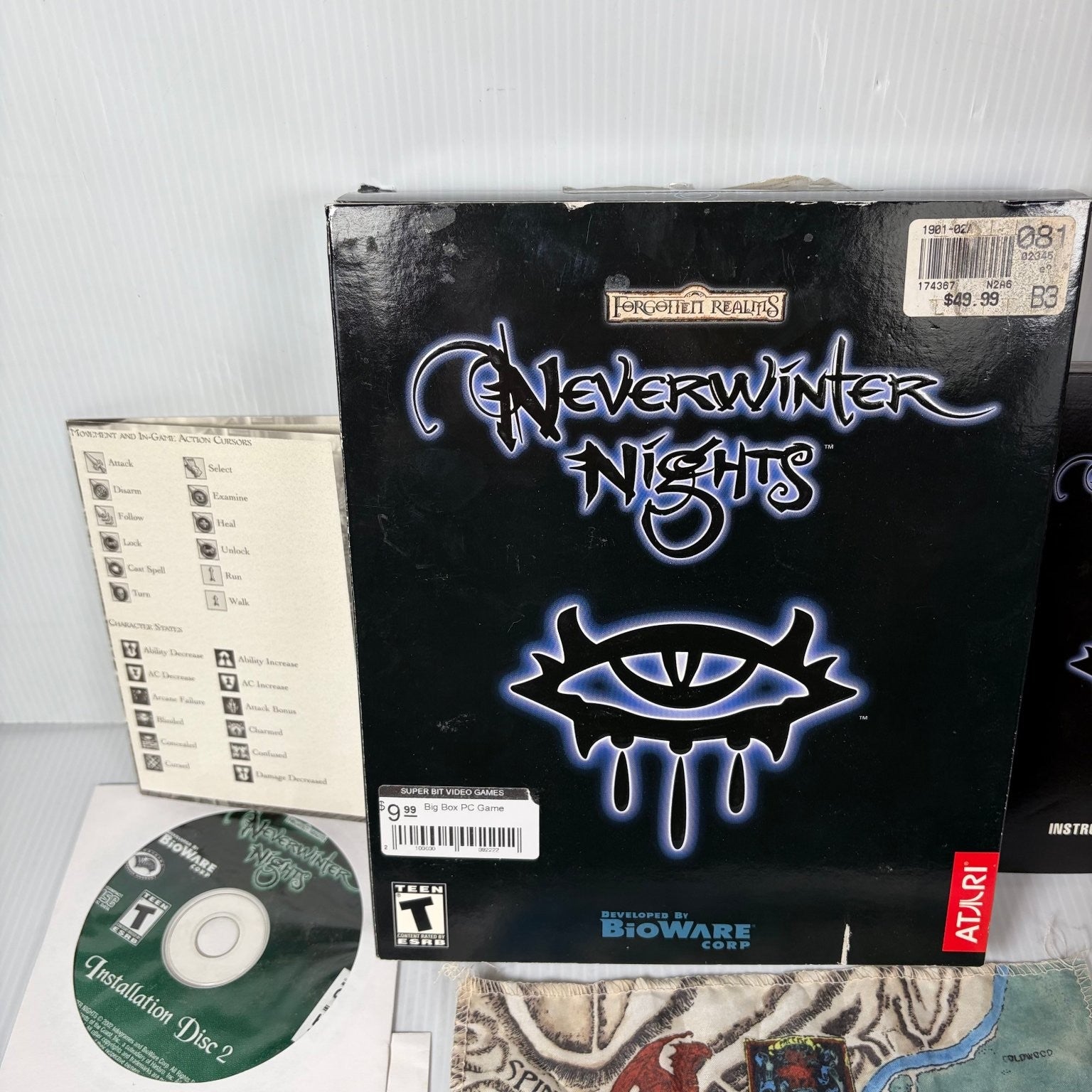 Neverwinter Nights Big Box PC CD-ROM Video Game RPG BioWare Complete Cloth Map