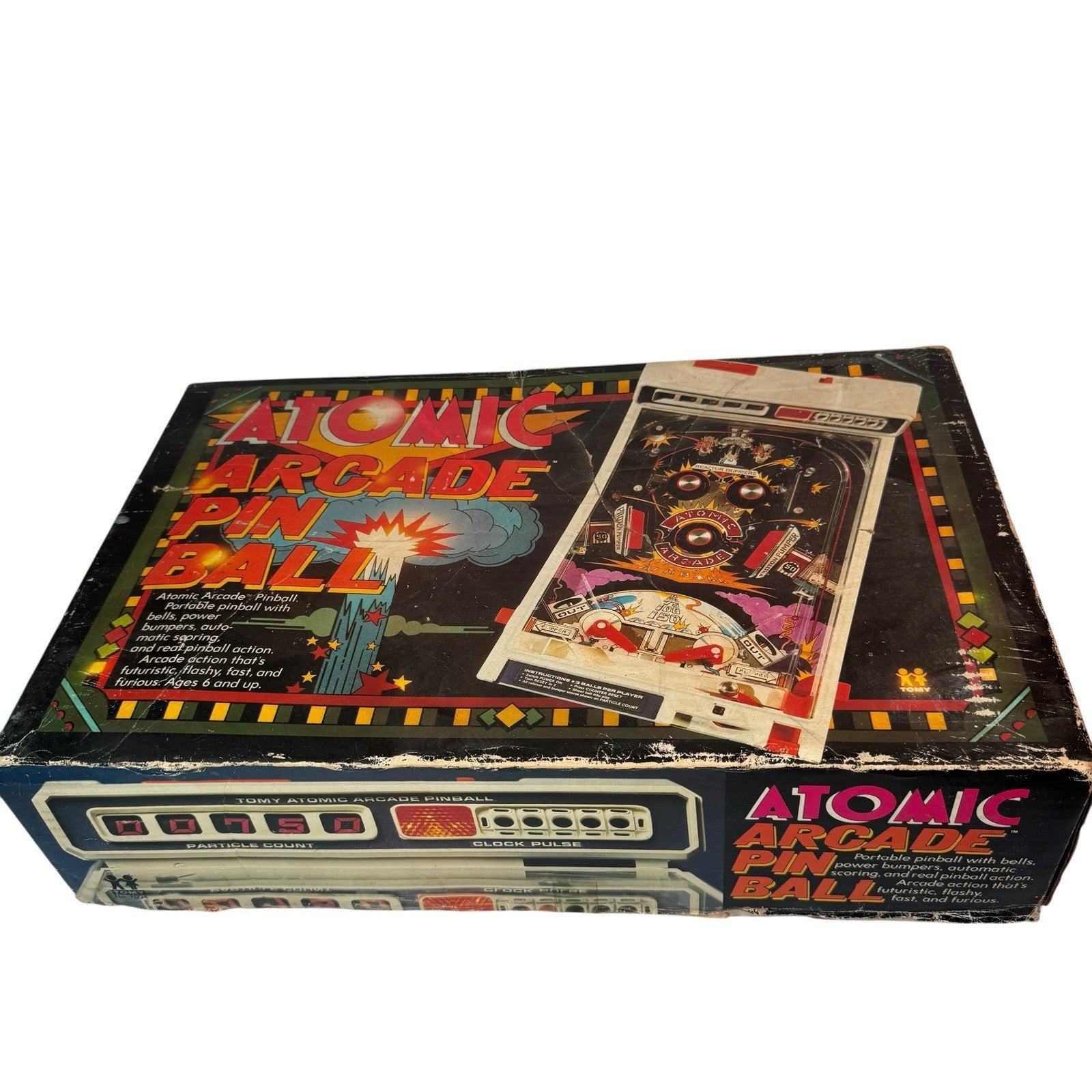 Vintage 1979 Tomy Atomic Arcade Pinball Machine Portable Game In Original Box