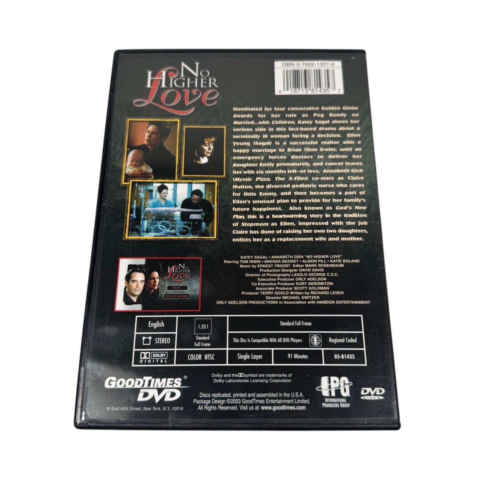 No Higher Love DVD Drama Movie Starring Katey Sagal & Annabeth Gish GoodTimes