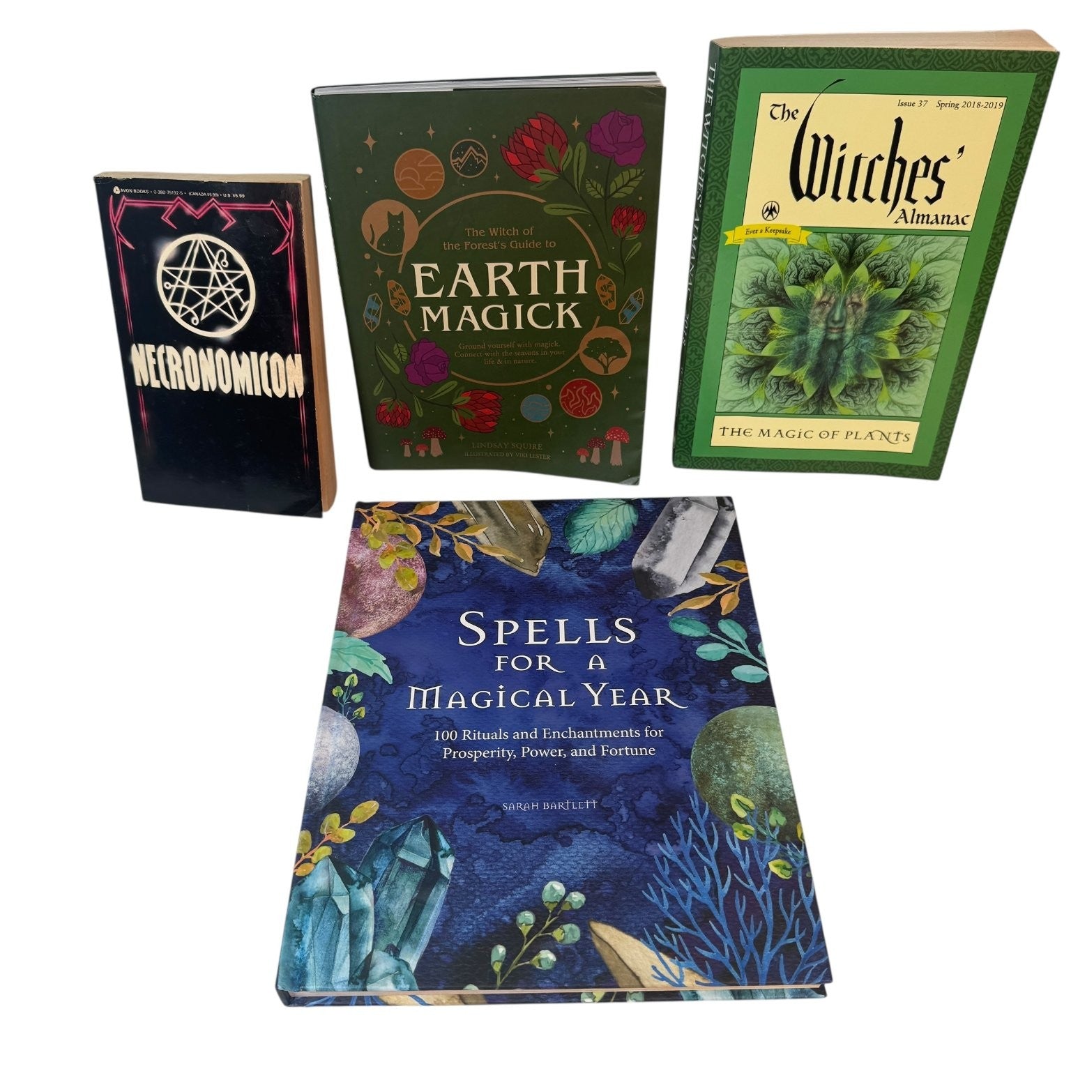 Lot of 4 Witchcraft Books Spells for a Magical Year Necronomicon & More