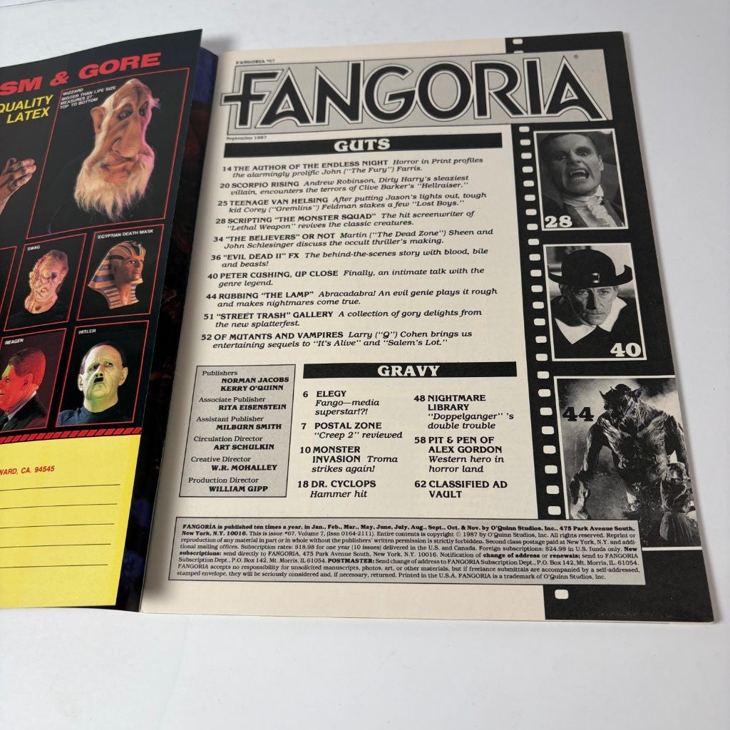 Fangoria 67 September 1987 Hellraiser Clive Barker Evil Dead II Horror Magazine