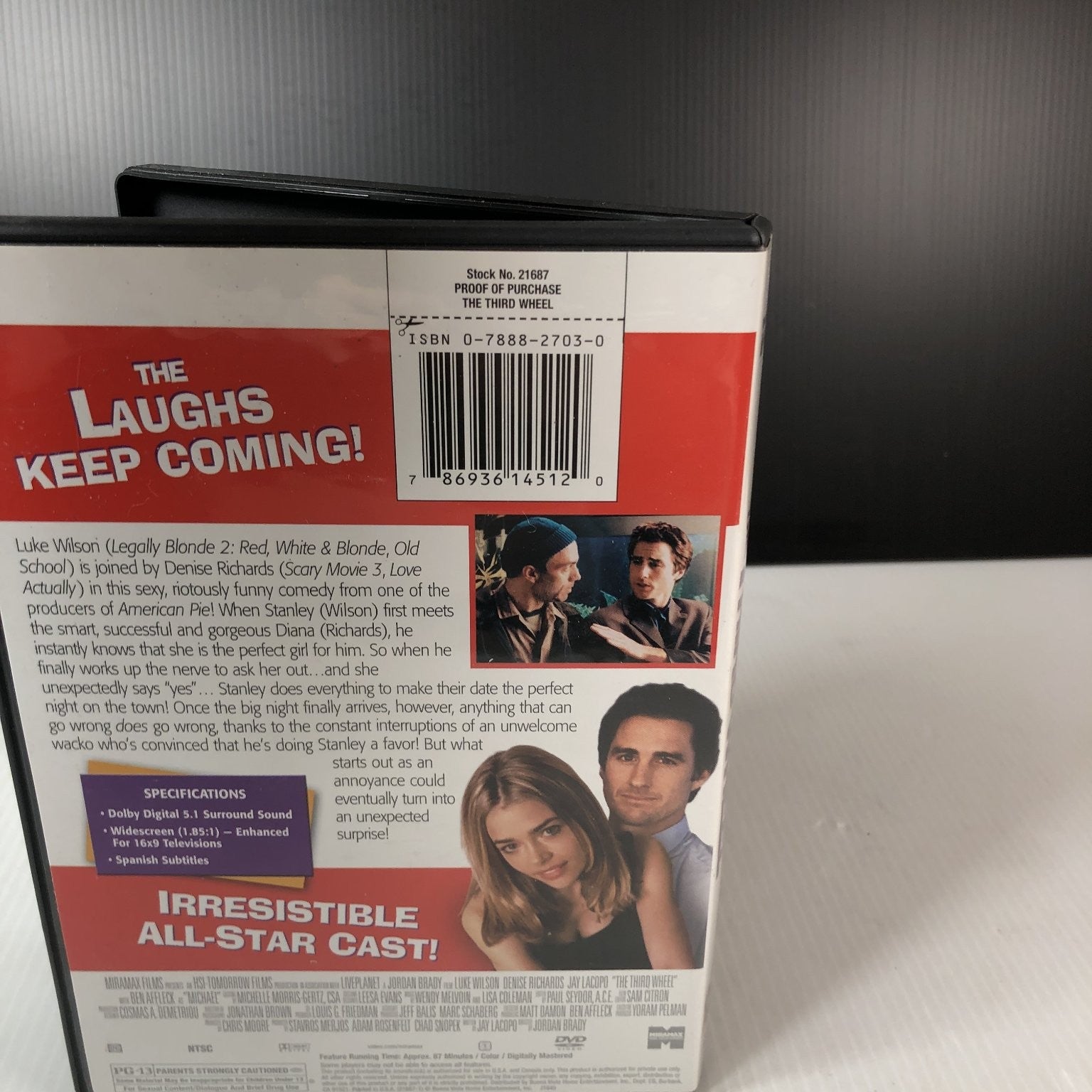 The Third Wheel DVD 2002 Luke Wilson Denise Richards Comedy