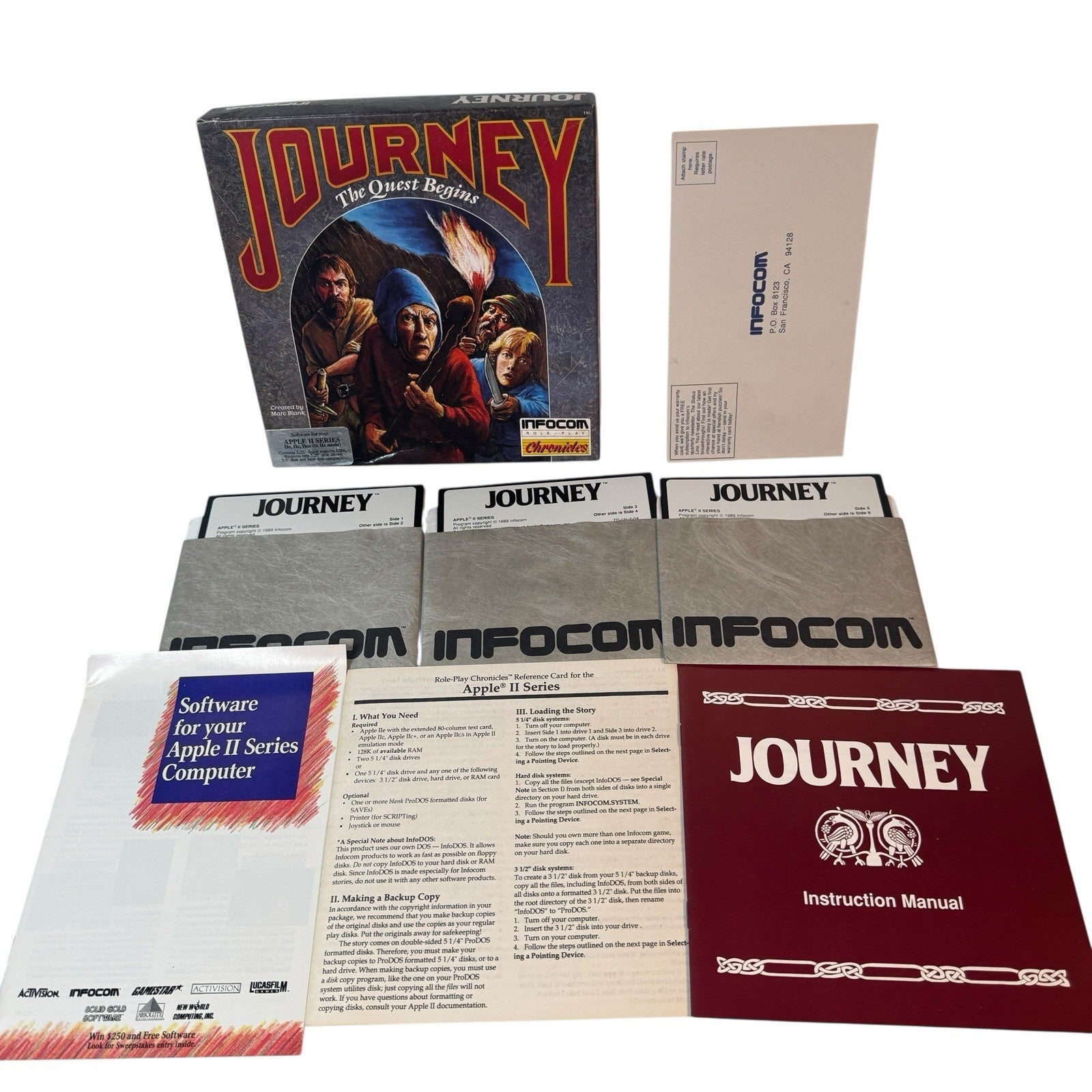 Journey The Quest Begins Apple II RPG Game 5.25” Floppy Complete