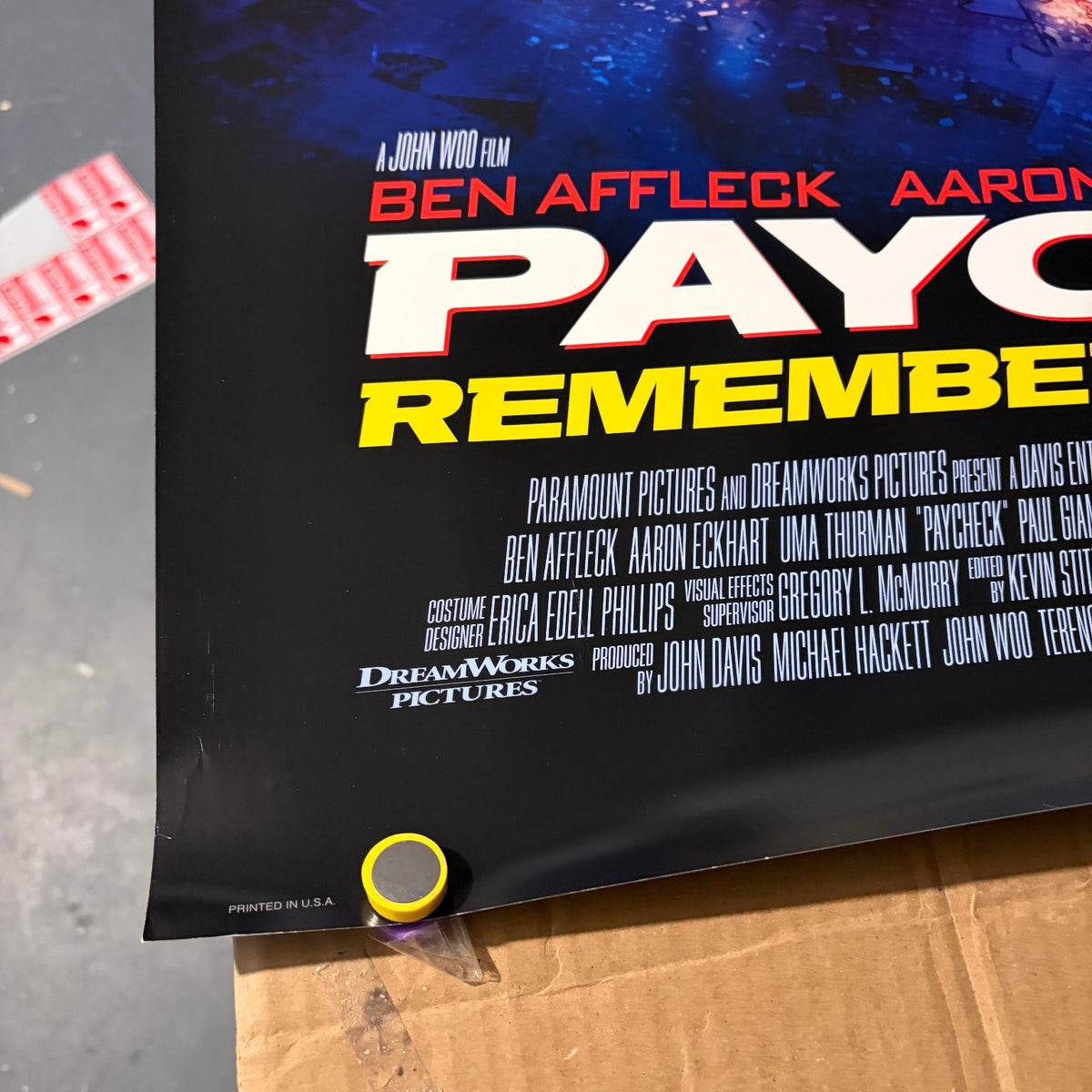Paycheck 2003 One Sheet Movie Poster Original Double-Sided Ben Affleck 27x40