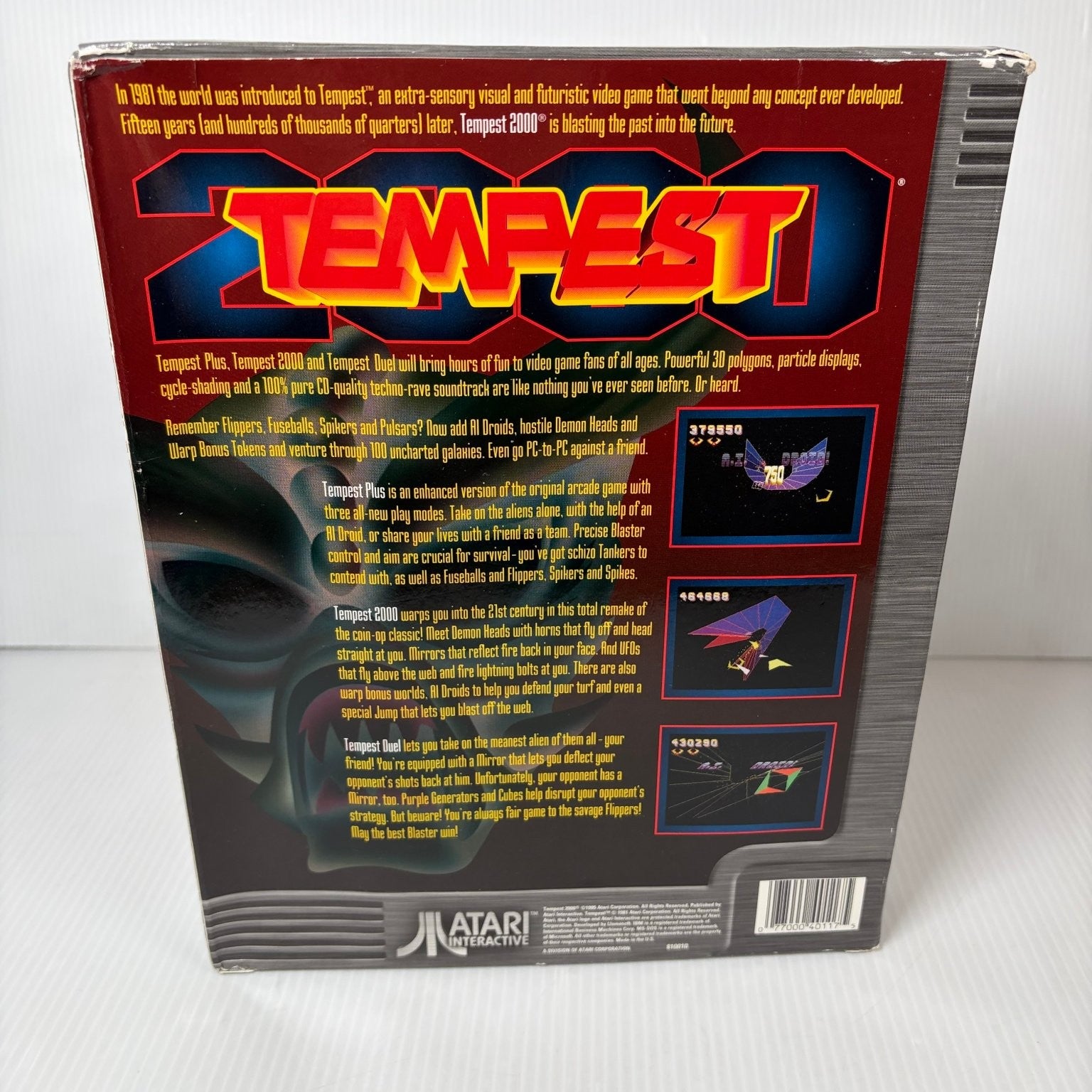 Tempest 2000 PC CD-ROM Video Game Big Box Atari Interactive Arcade Classic