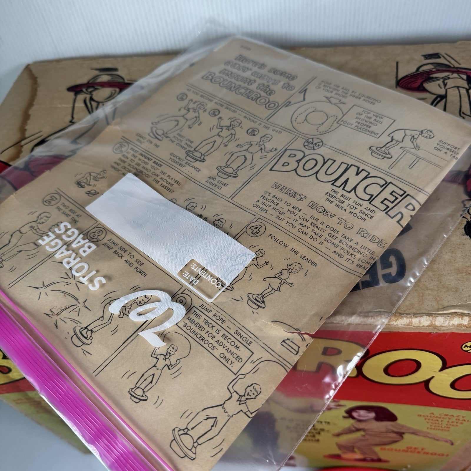 Rare Marx 1970s Bounceroo Bouncing Toy Complete w/ Air Pump Adapter & Manual