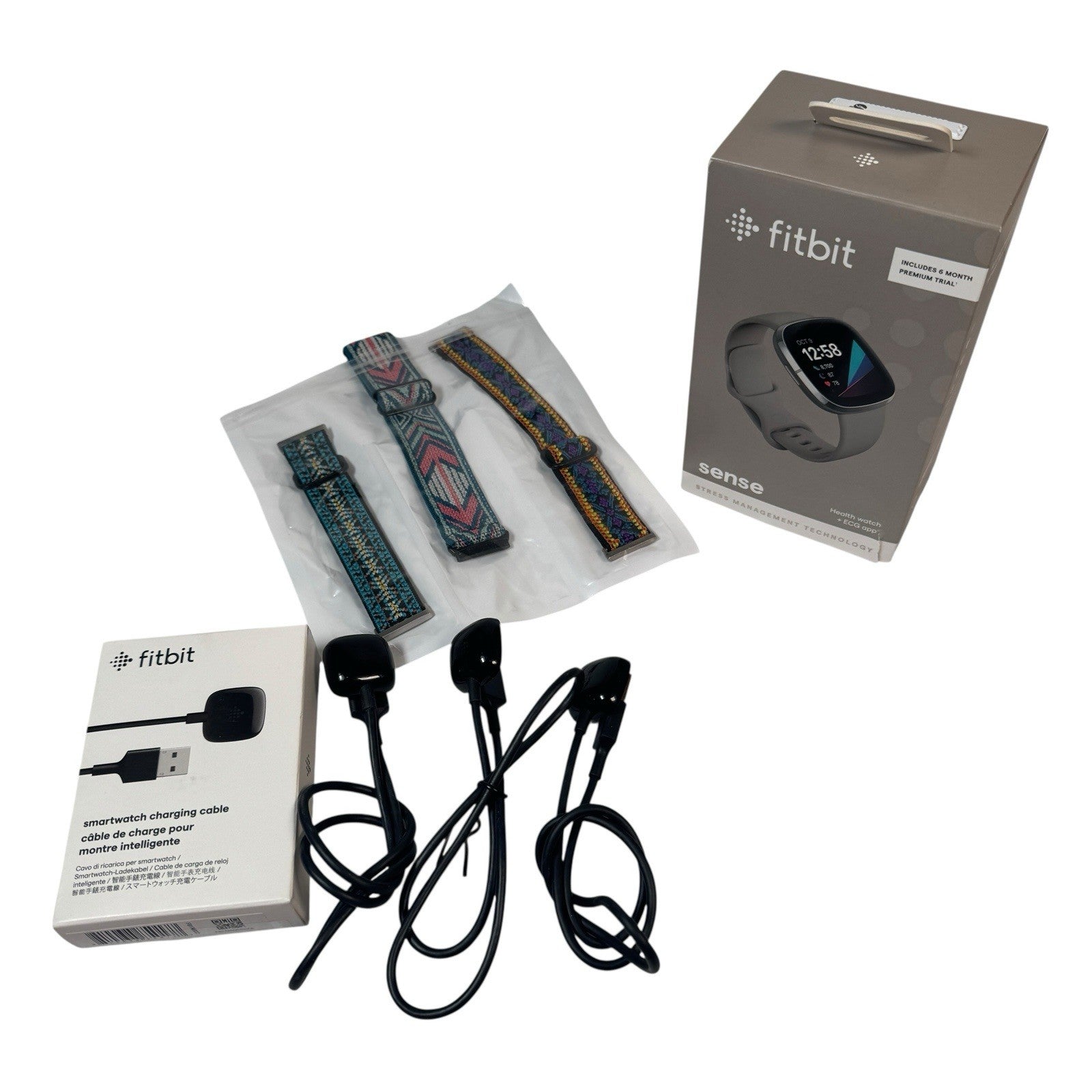 Fitbit Sense Advanced Fitness Tracker Smartwatch w/ Extra Chargers & Wristbands