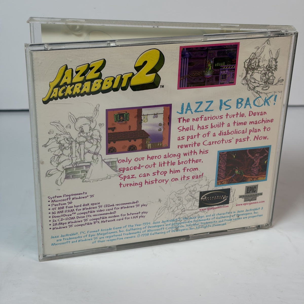 Jazz Jackrabbit 2 PC CD-ROM Epic Games 1998 Windows 95 Action Platformer ESRB E