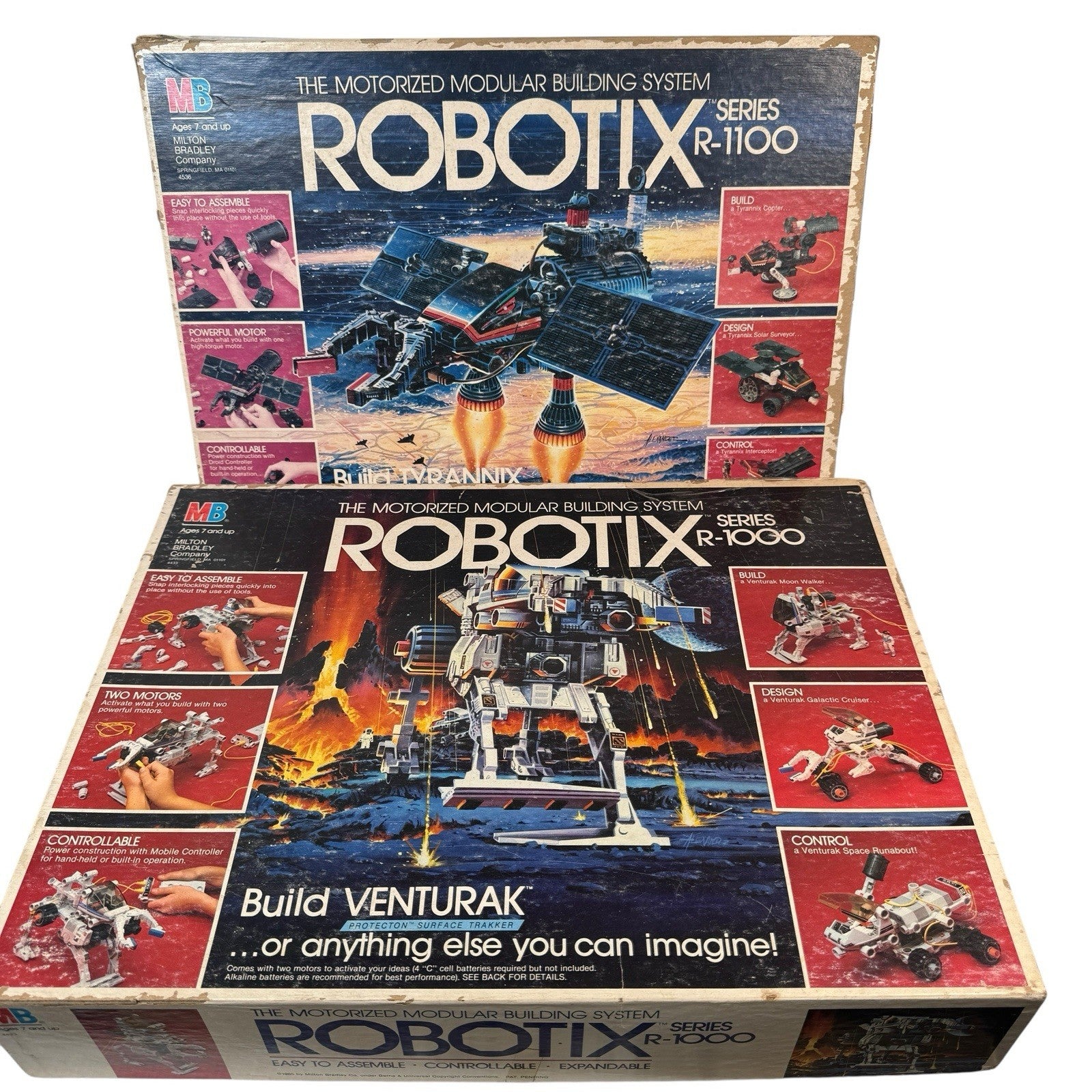 Lot Of 2 Robotix Sets R-1000 & R-1100 Tyranix Untested Incomplete