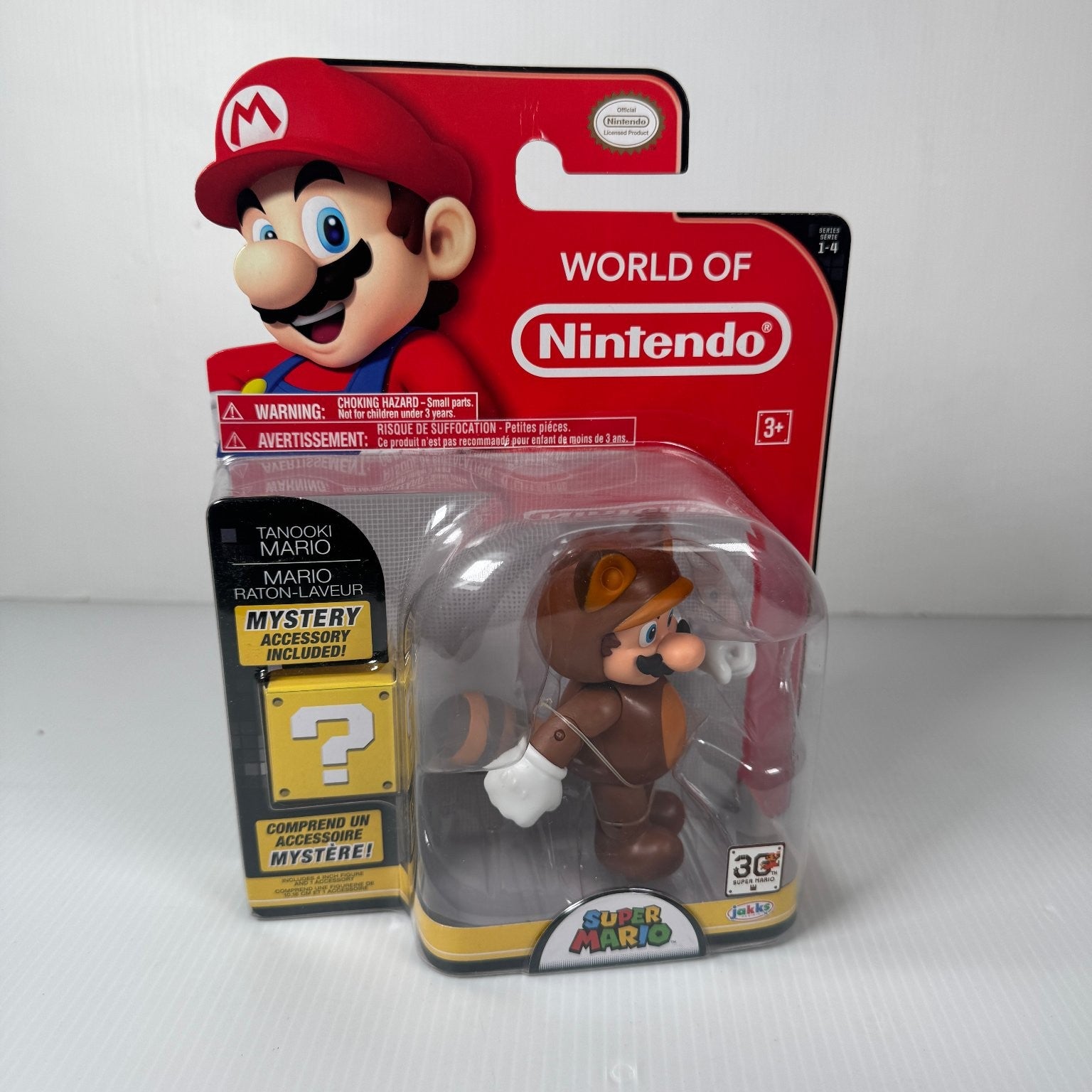 World of Nintendo Tanooki Mario Super Mario 4" Figure w/ Accessory Series 1-4