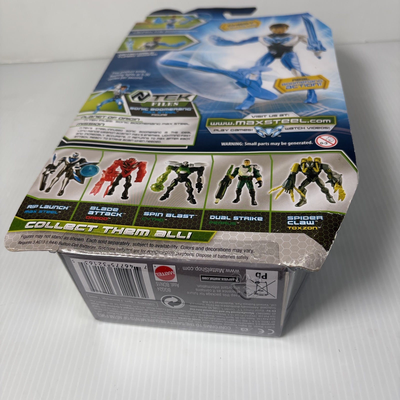 Max Steel Sonic Boomerang Action Figure Mattel N-Tek Launch Boomerang Lights Up