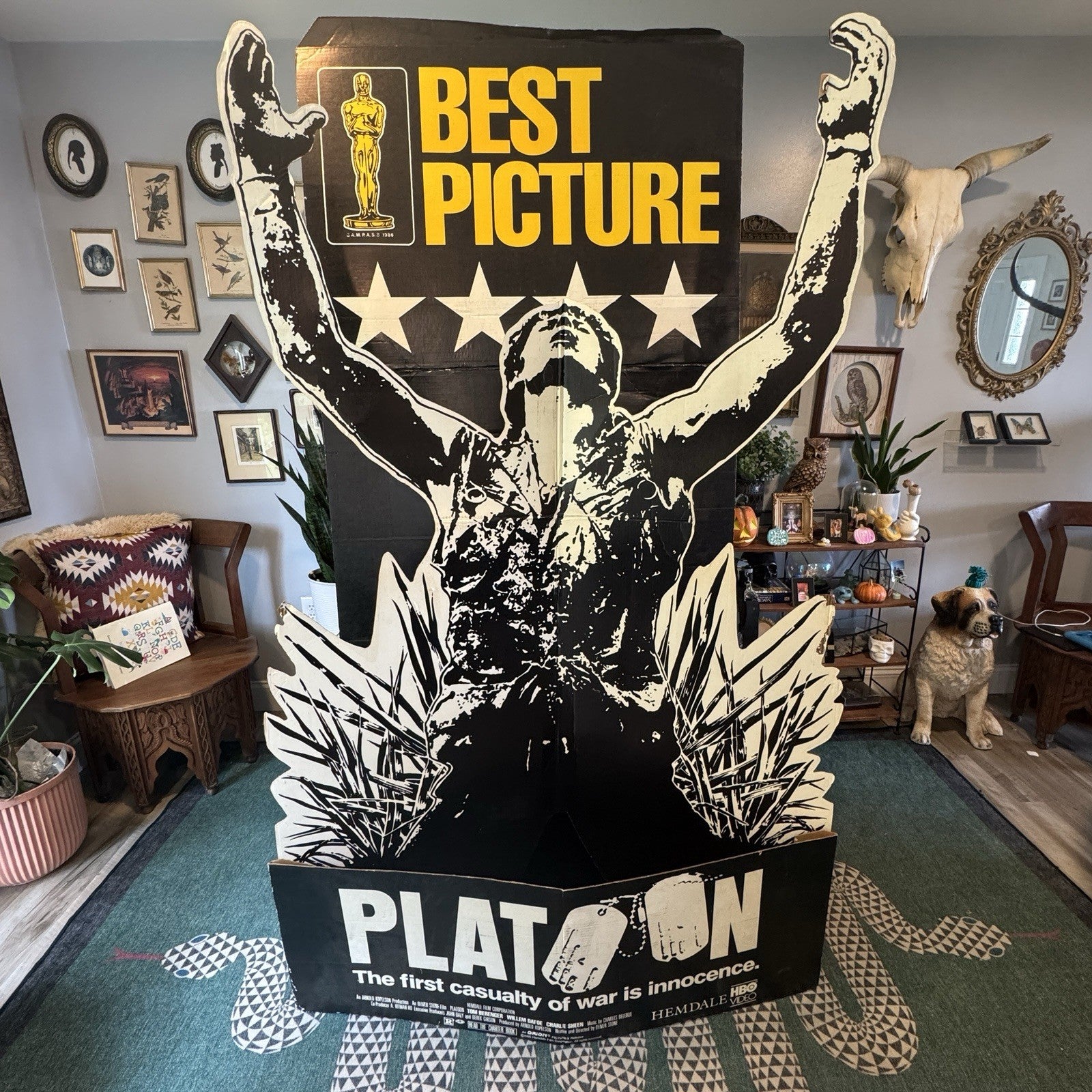 Vintage Platoon Life Size Standee Video Store Promotion 7 Feet Tall 1986