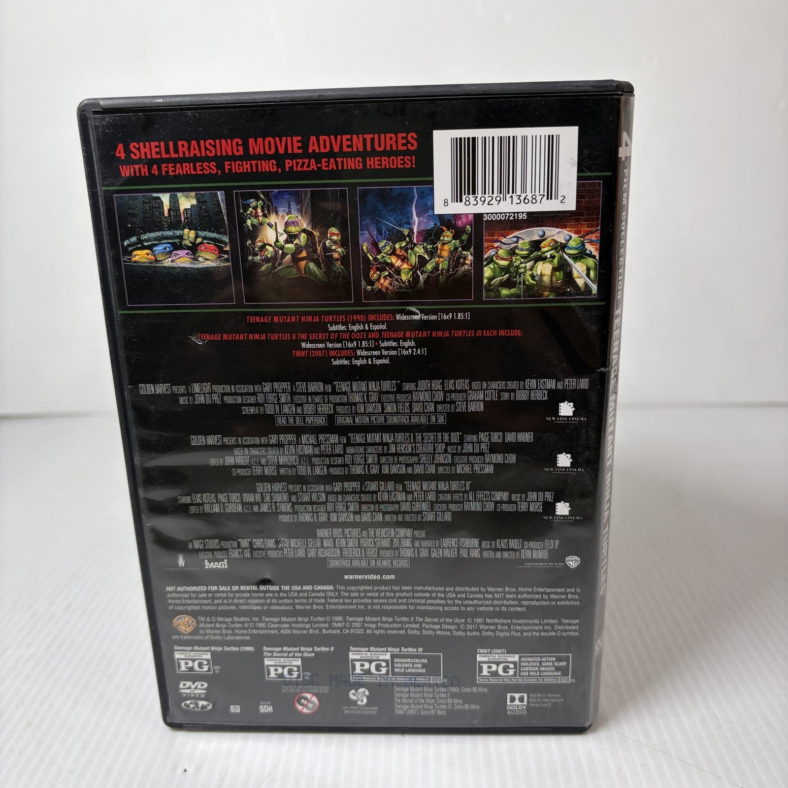 Teenage Mutant Ninja Turtles 4-Film Collection DVD (1990-2007)