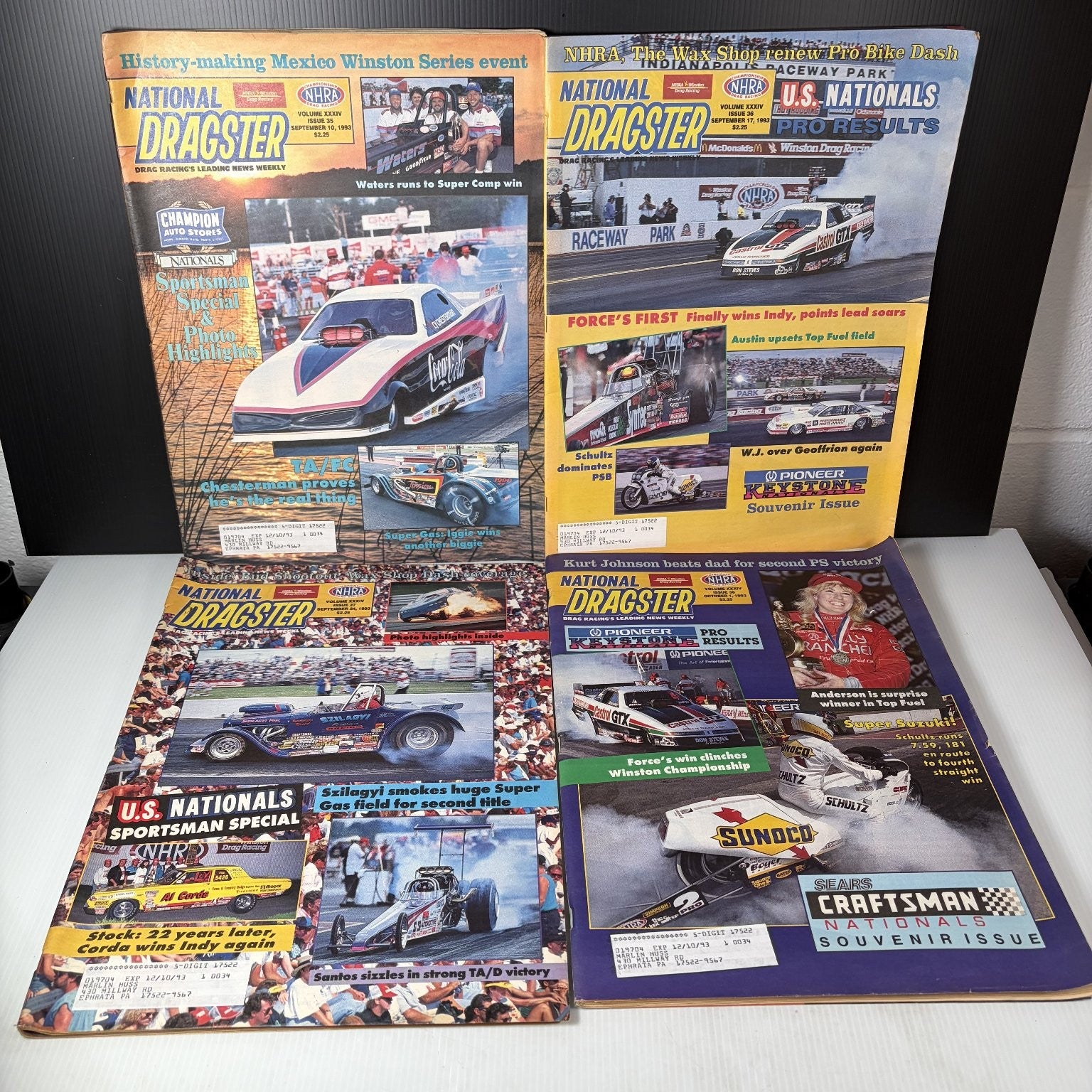 Lot of 20 National Dragster Magazine 1993 July-December Drag Racing NHRA Weekly