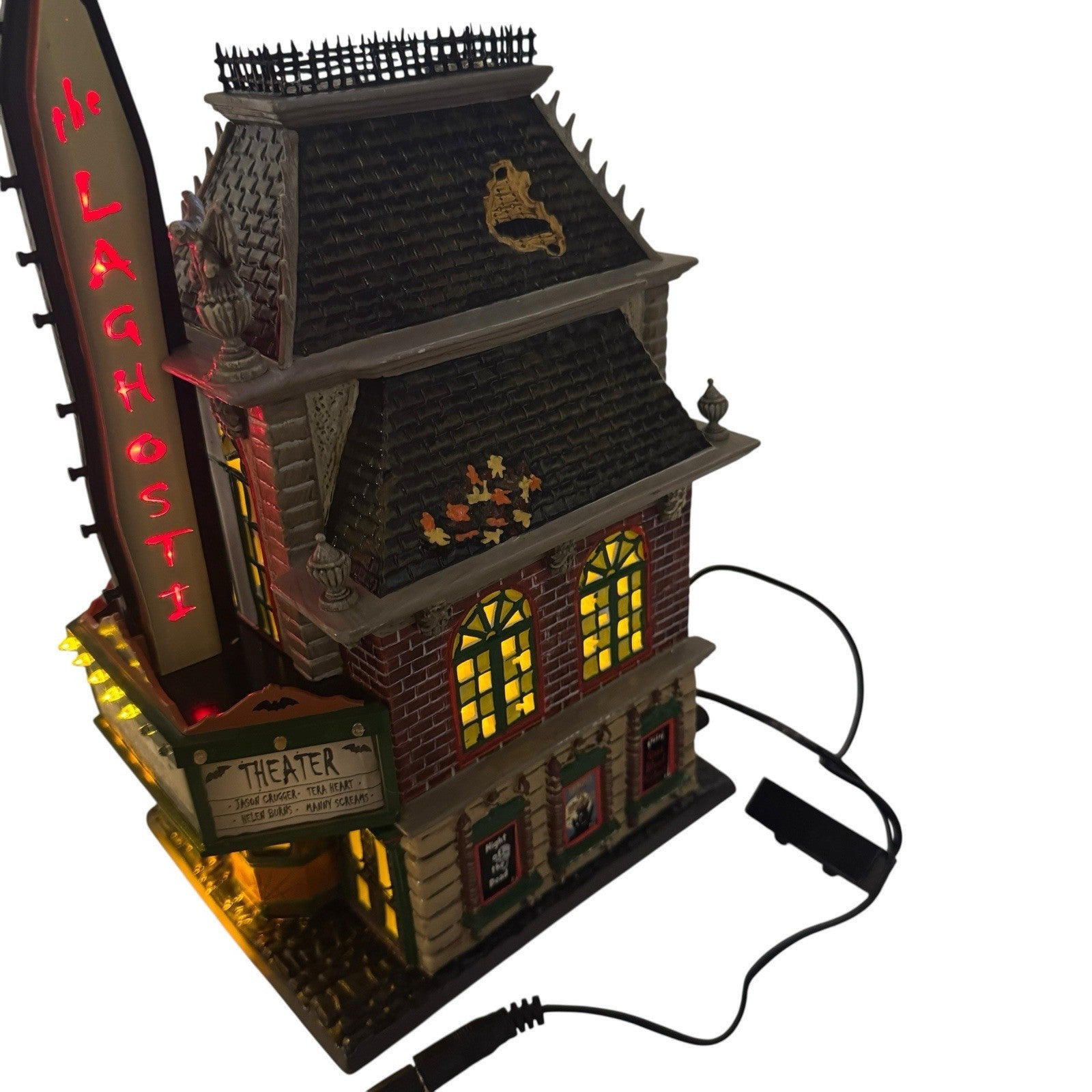 Department 56 Snow Village Halloween LaGhosti Movie Theater 55374 Tested Working