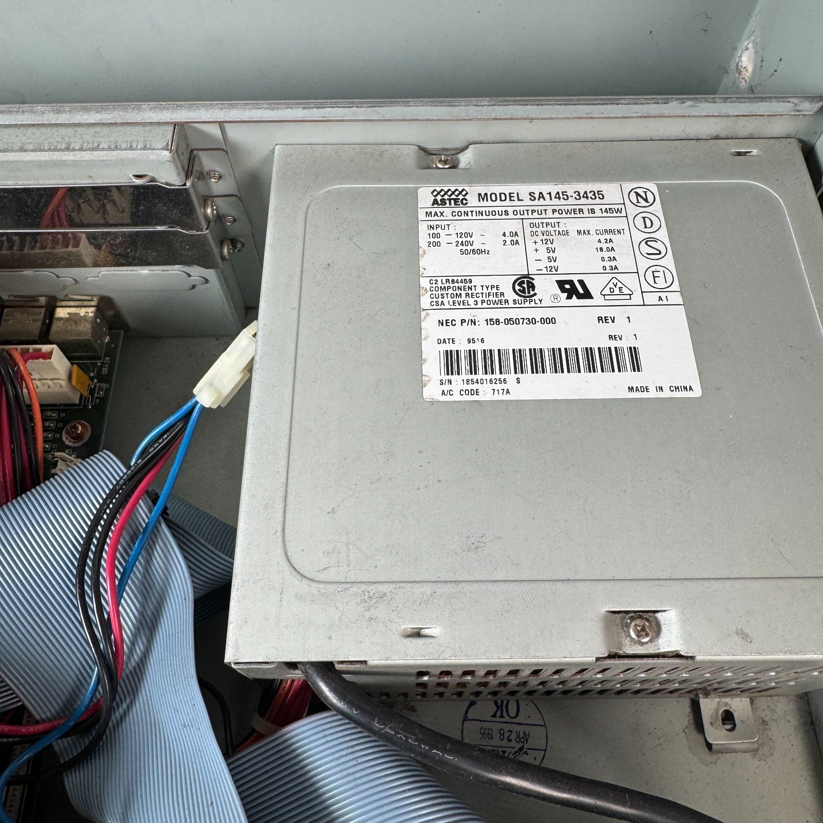 Vintage NEC PowerMate VP75 Intel Pentium Model PM-1520-24813C AS IS For Repair