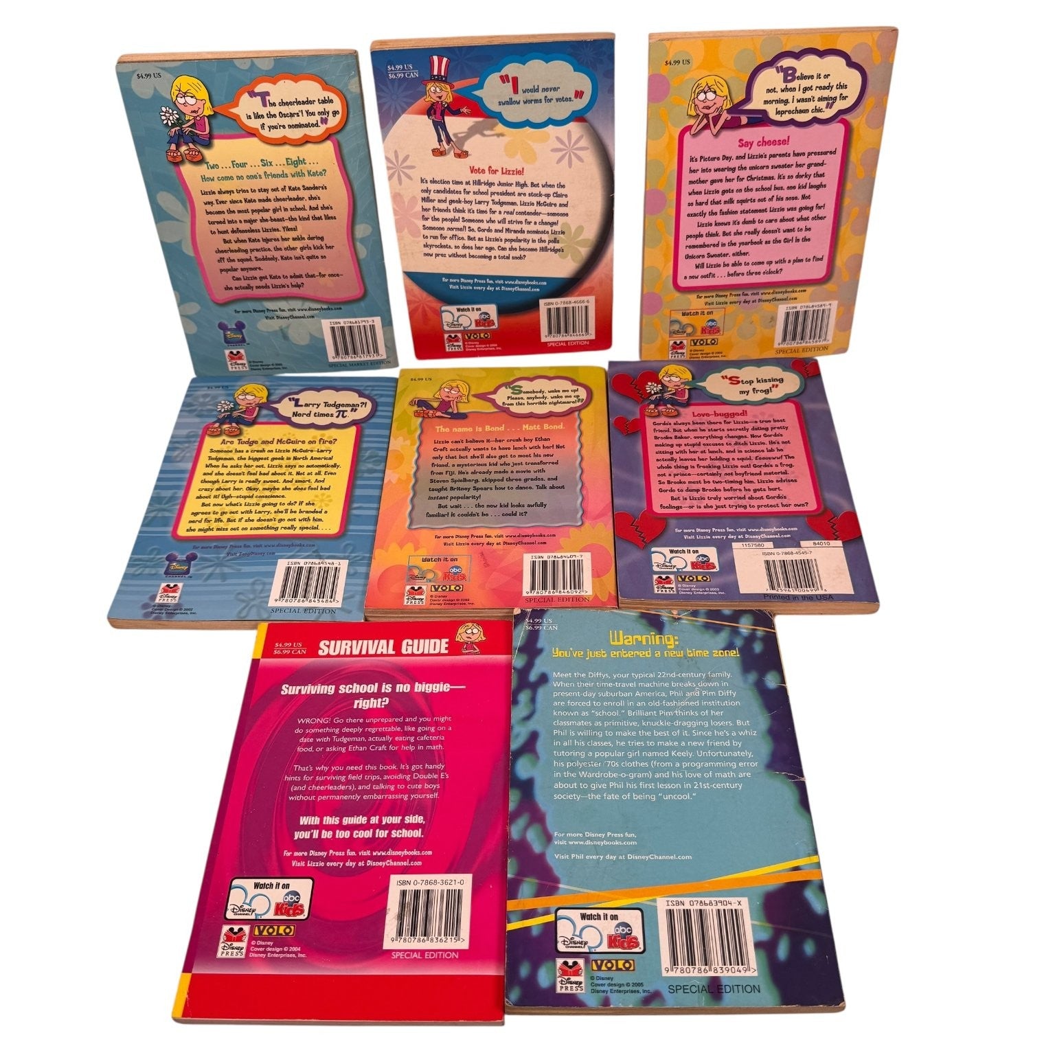 Vintage Y2K Lizzie McGuire 8 Book Lot Disney Press 2002-2005 Paperback Books