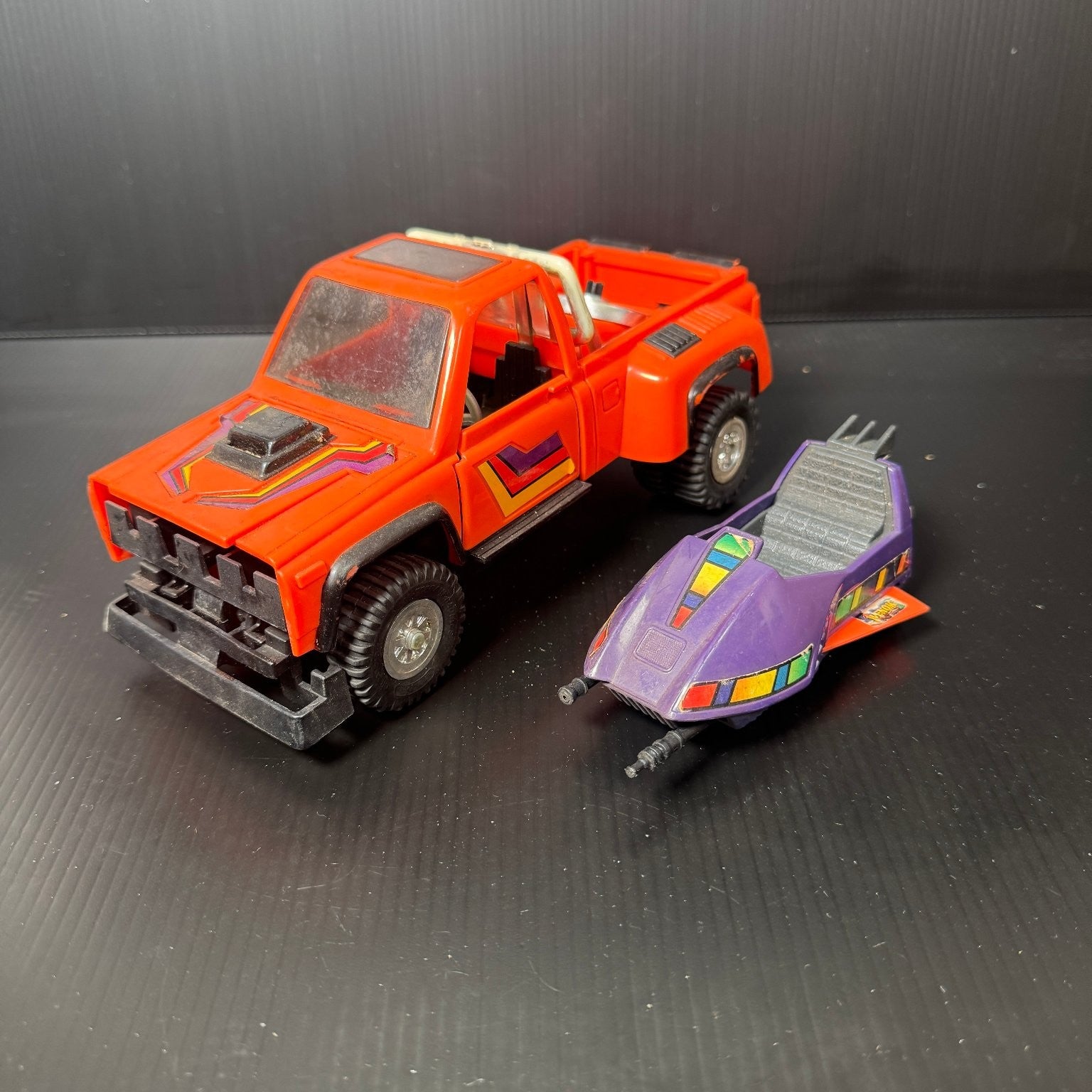 Vintage Kenner M.A.S.K. Pirahna Sidecar & Firecracker Truck Vehicle Incomplete