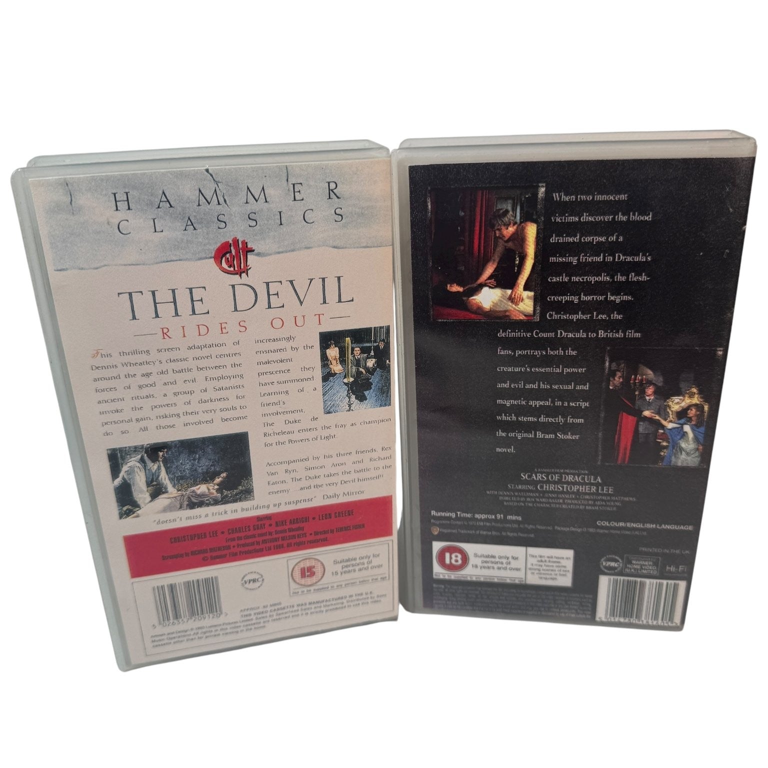 Lot of 2 Horror Hammer Classic VHS The Devil Rides Out Scars of Dracula Import