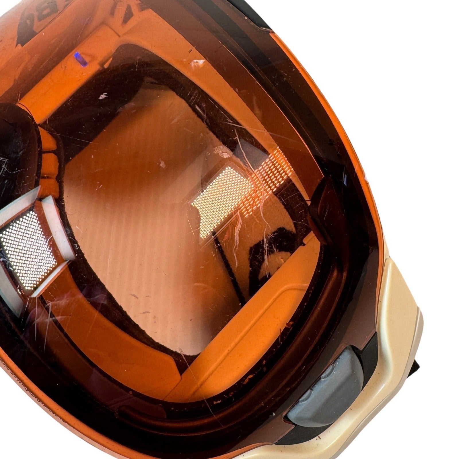 Abom Heated Anti-Fog Ski Snowboard Goggles White Frame Orange Lens