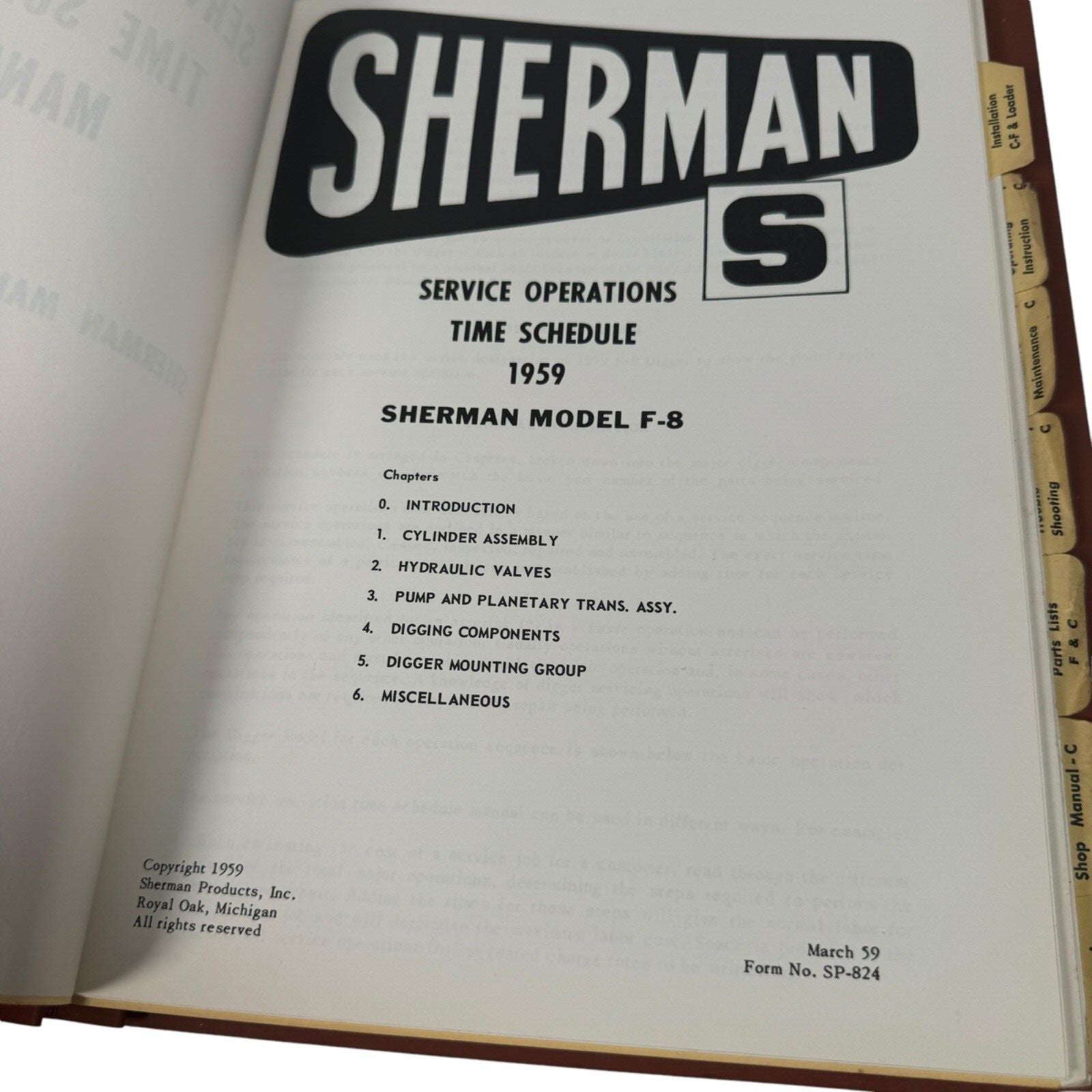 Sherman Front End Loader Owner's Manual 1955 Litho & Dealer Policy Manual
