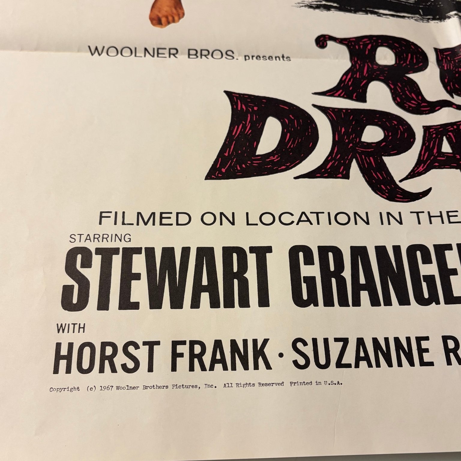 Red Dragon 1967 One-Sheet Movie Poster Stewart Granger Rosanna Schiaffino