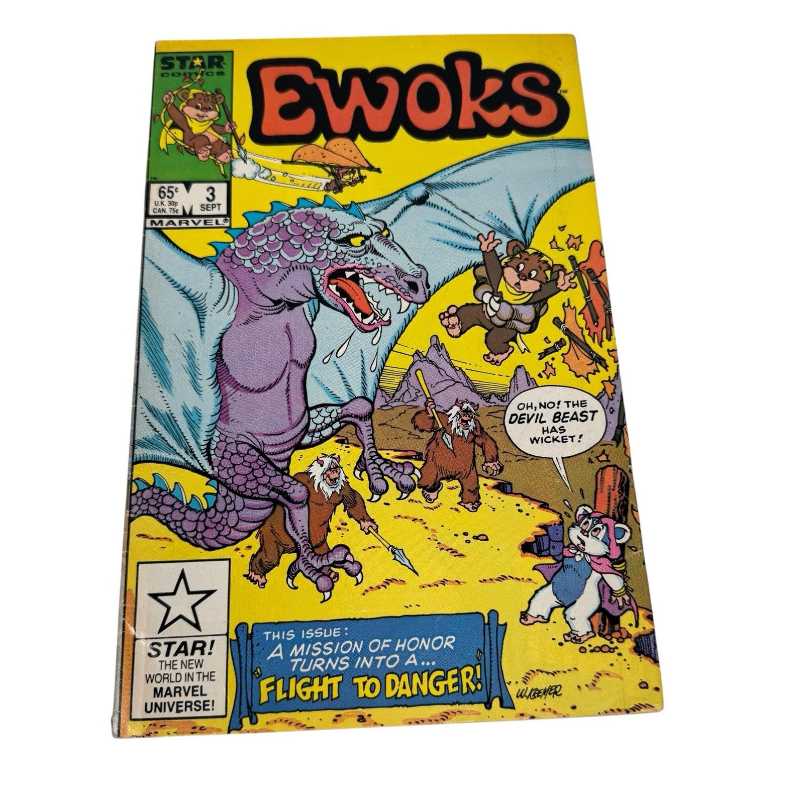 Marvel Comics Star Wars Ewoks #3 Comic Book September 1985 Flight to Danger