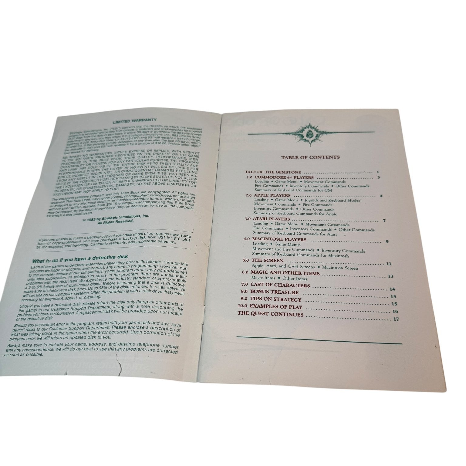 Gemstone Warrior Apple II Retro Action RPG Game Disk & Manual 5.25" Floppy