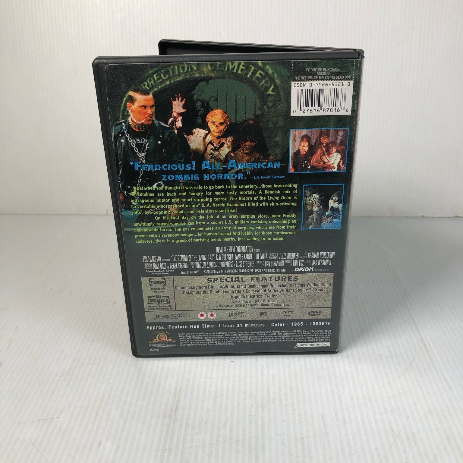 The Return of the Living Dead DVD 1985 Dan O'Bannon Horror Comedy Zombies