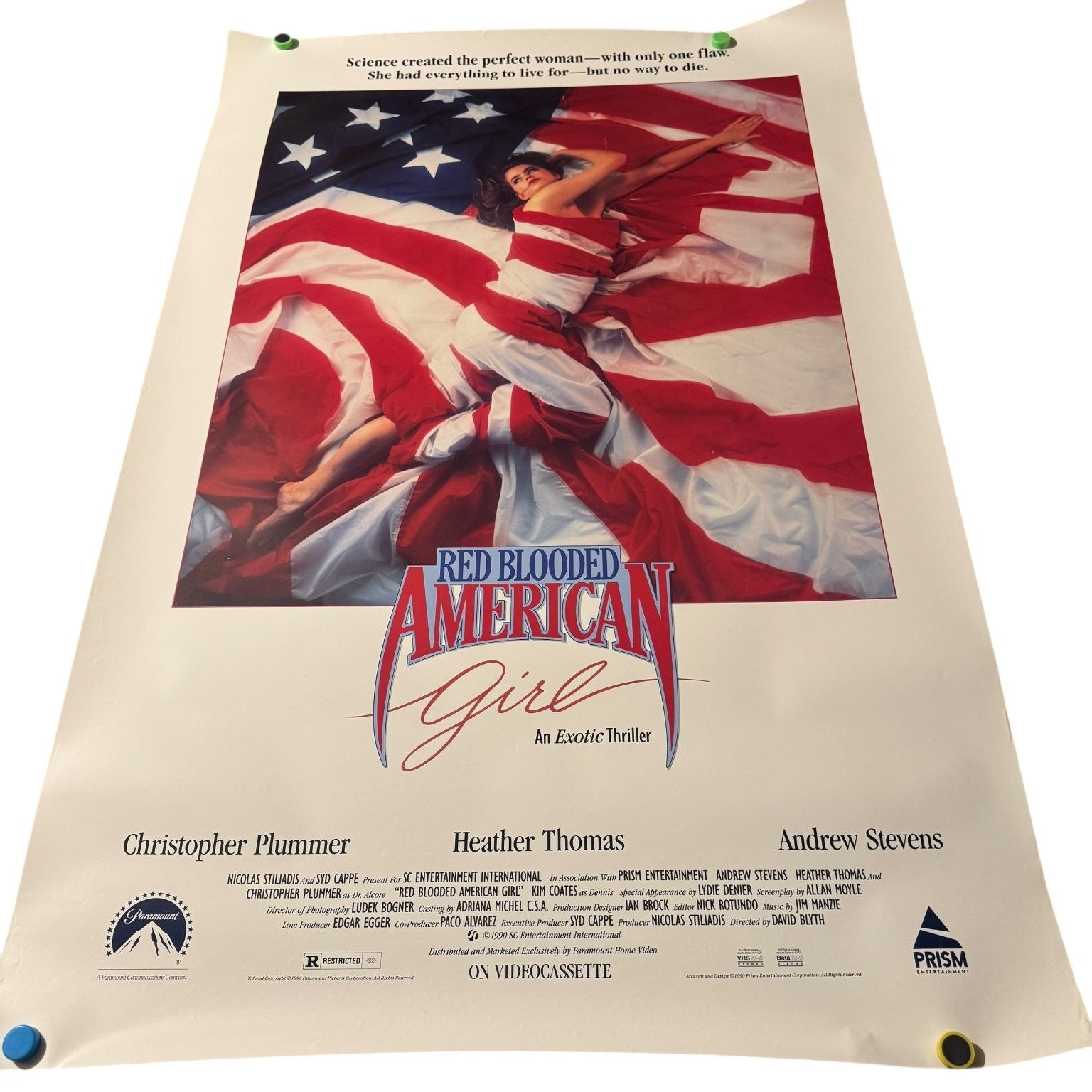 Vintage Red Blooded American Girl 1990 Horror Vampire Movie Video Store Poster