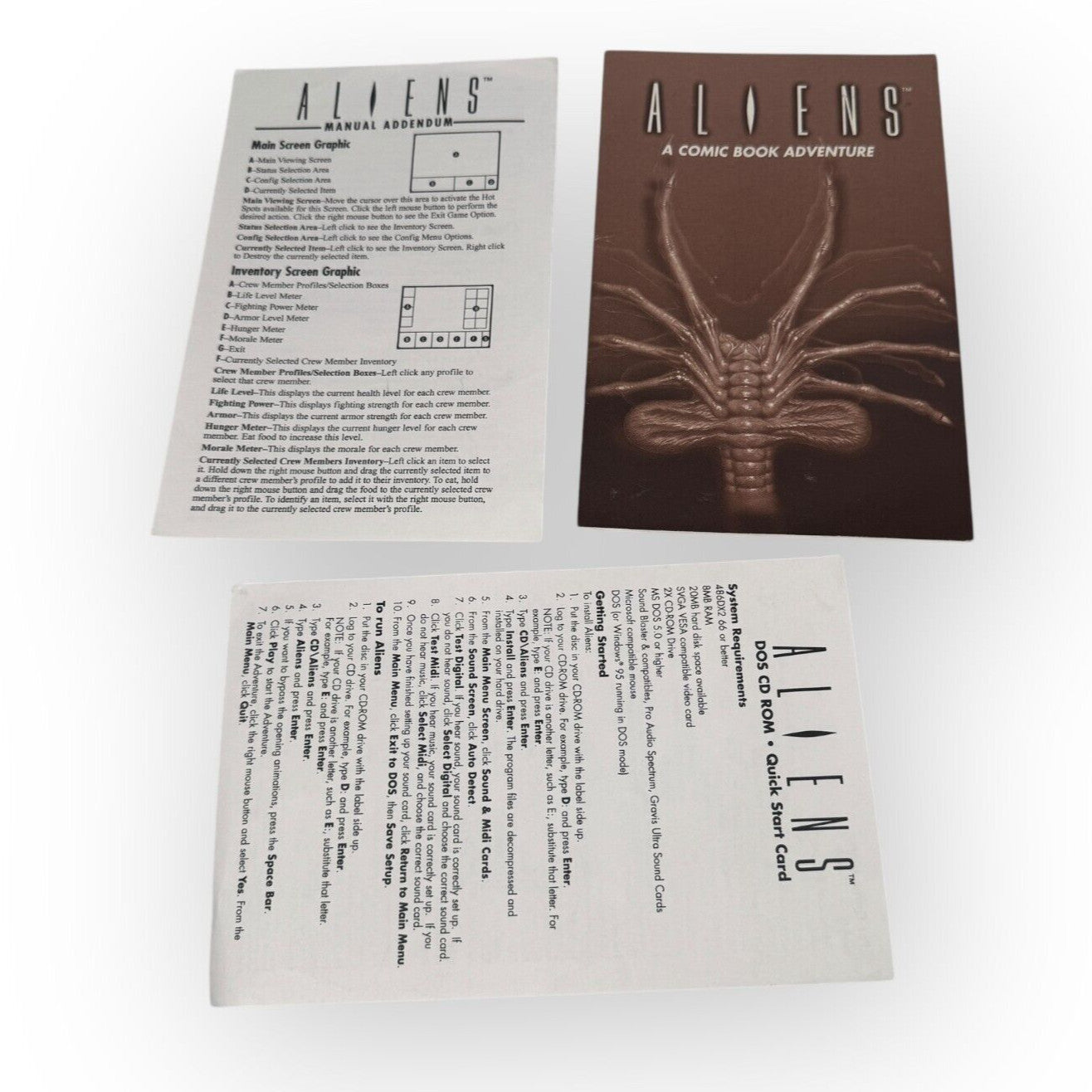 MANUAL & INSERTS ONLY - Aliens: A Comic Book Adventure by Mindscape PC Game 1995