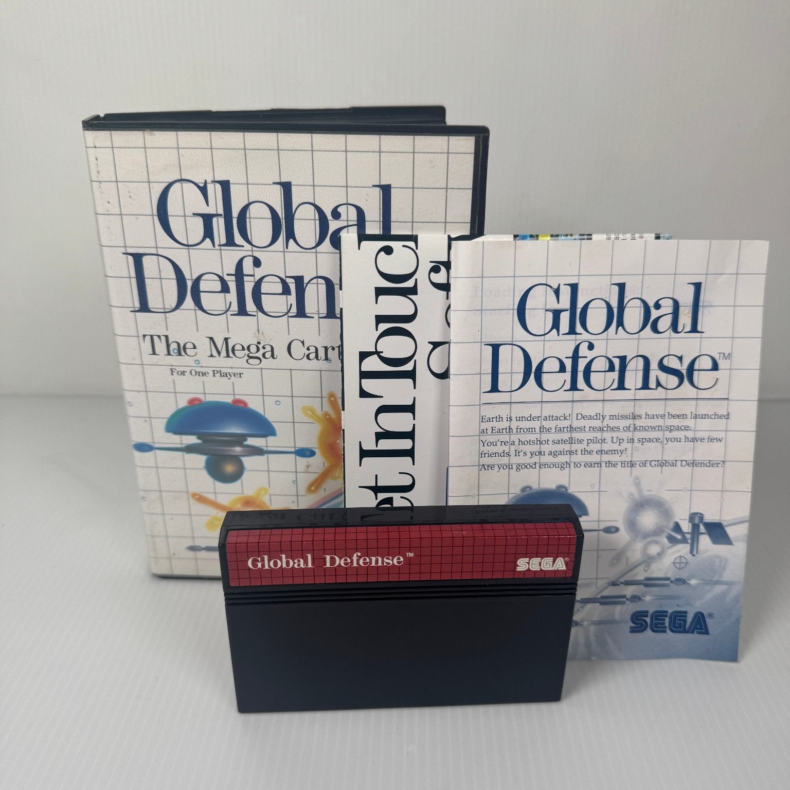 Global Defense Sega Master System Game Shooter Complete CIB w/ Poster