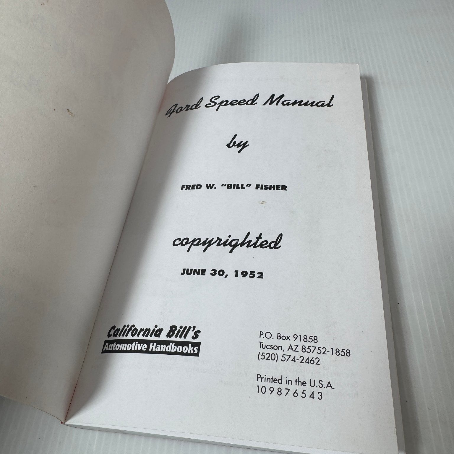 Ford Speed Manual Bill Fisher 1952 Edition Automotive Handbook