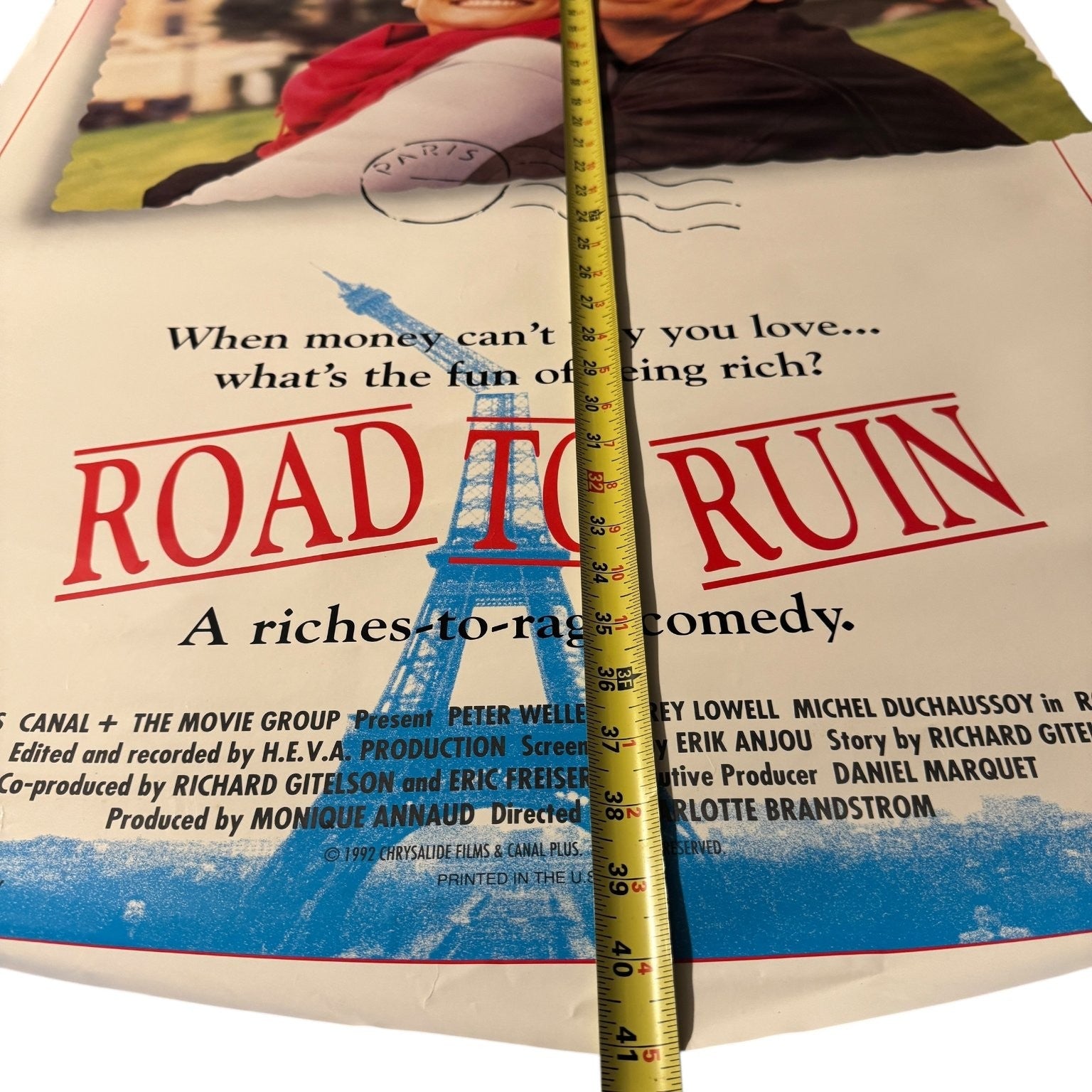 Road to Ruin 1992 One-Sheet Movie Poster USA Peter Weller Carey Lowell 41"x27"