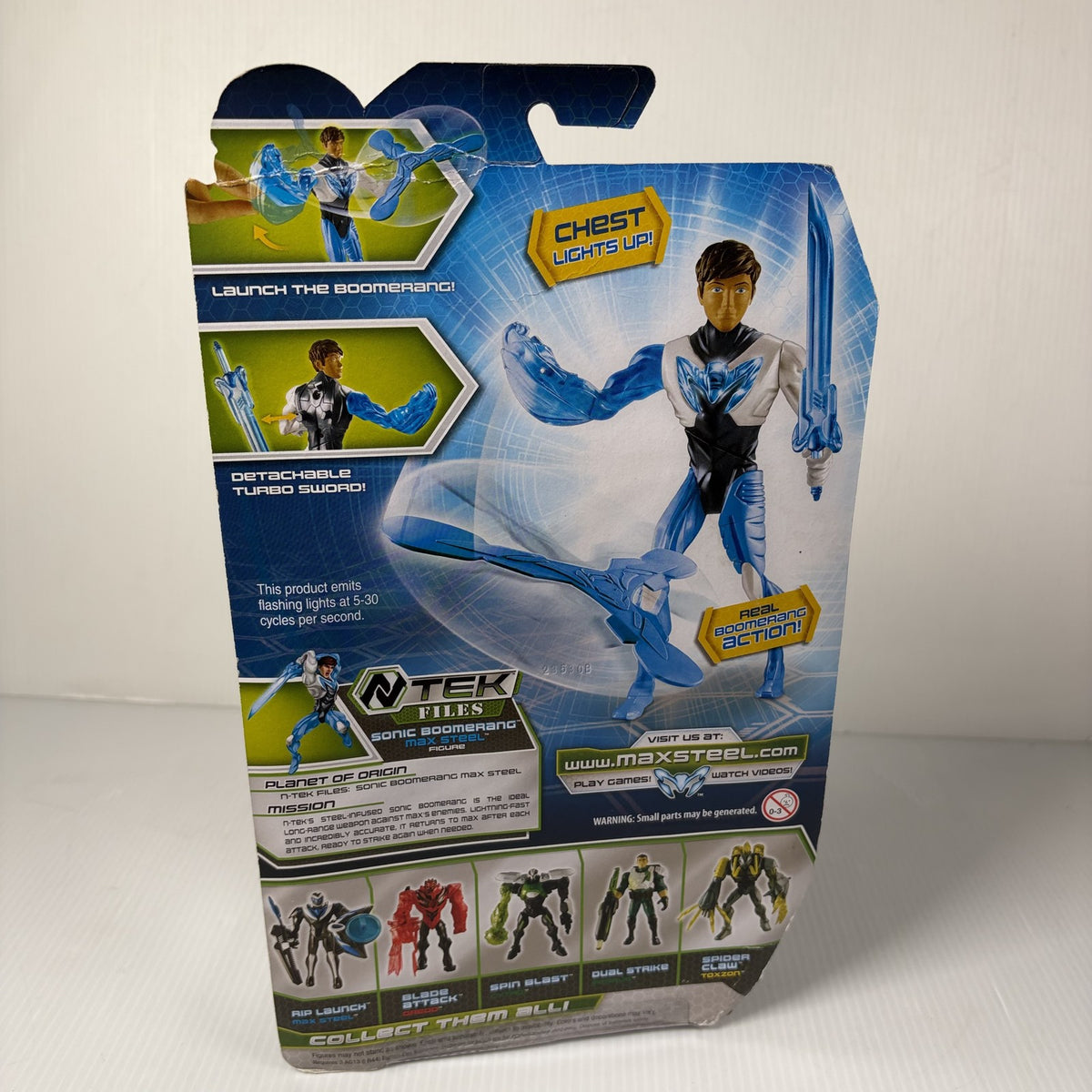 Max Steel Sonic Boomerang Action Figure Mattel N-Tek Launch Boomerang Lights Up