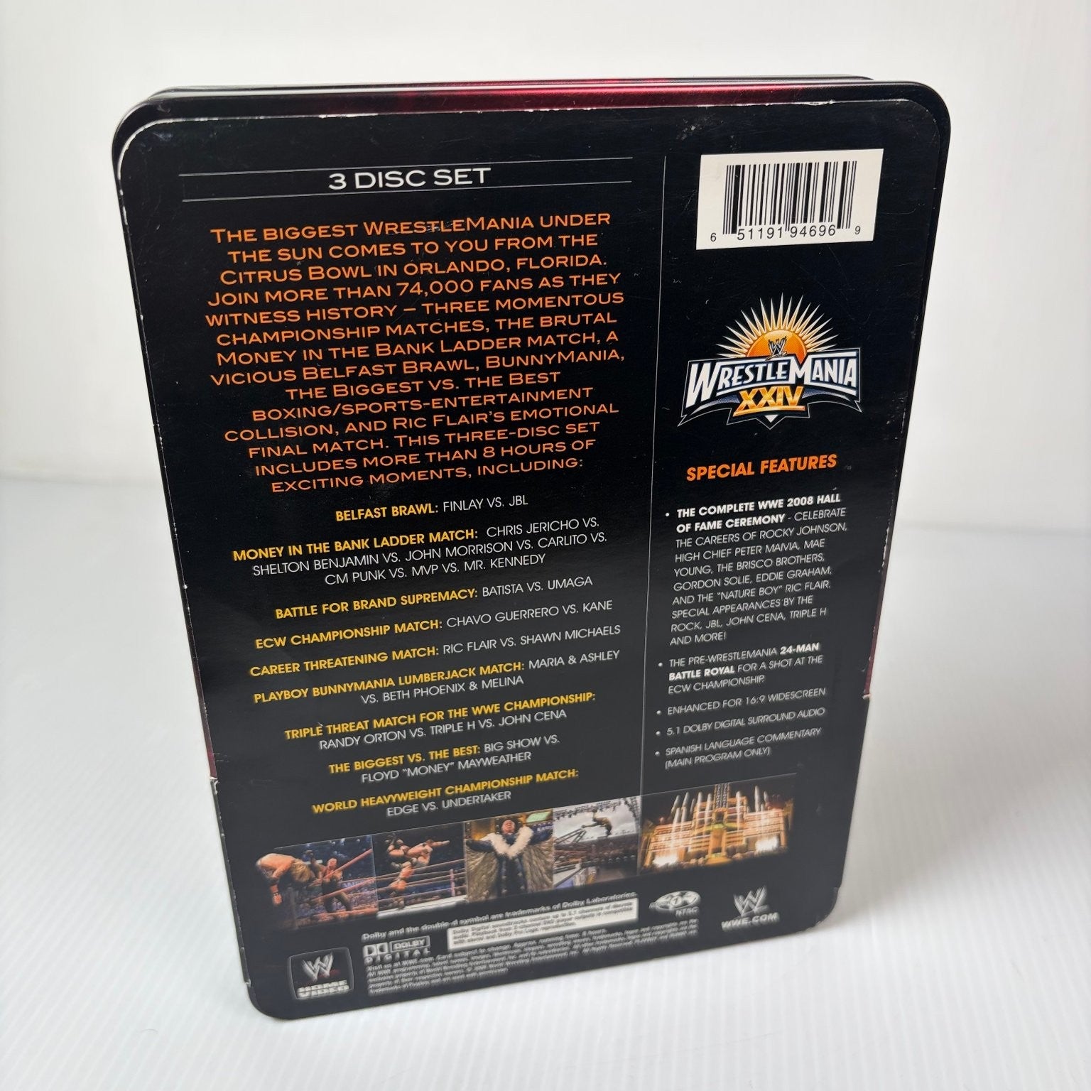 WrestleMania XXIV DVD 2008 Limited Collector's Edition 3 Disc Set Steelcase WWE