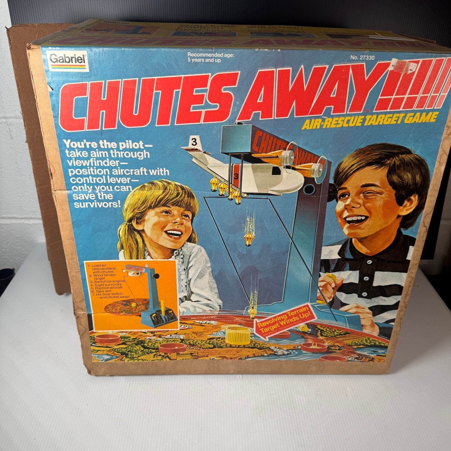 Vintage Chutes Away Gabriel Air-Rescue Target Game Board Game 1977 (2 Chutes)
