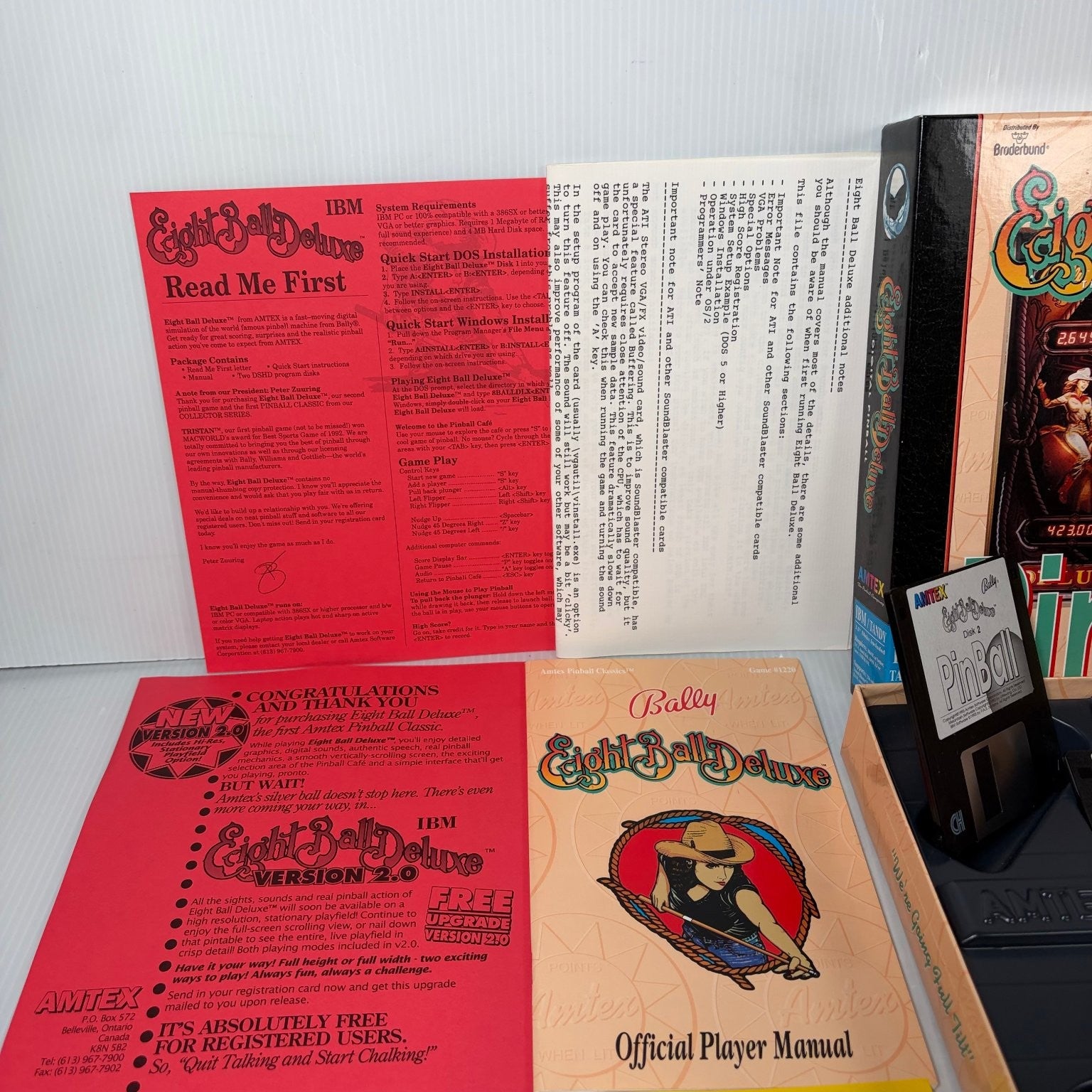 Eight Ball Deluxe Pinball IBM PC Video Game Amtex Bally Classic Complete