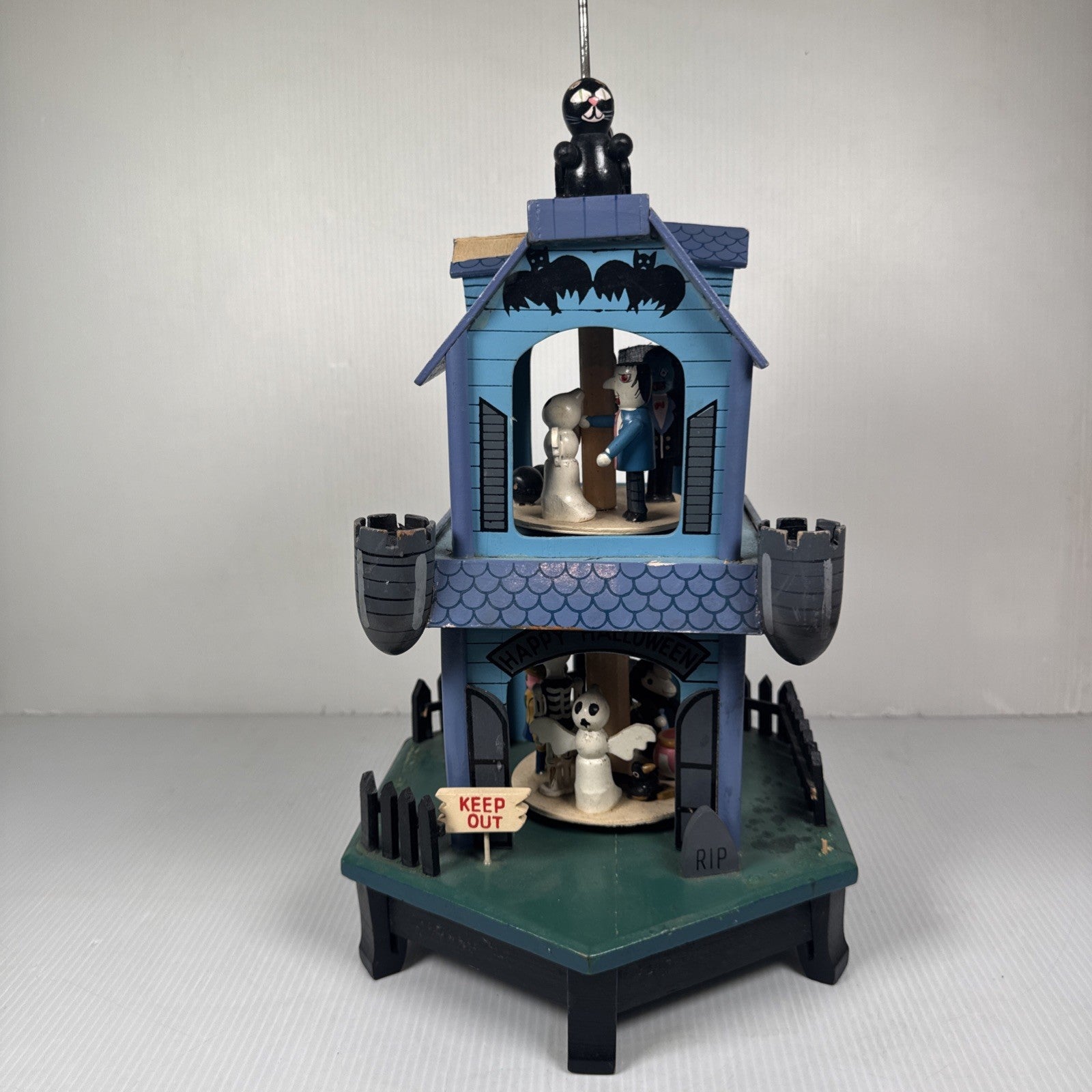 Vintage 1980s Happy Halloween Haunted House Candle Carousel AS IS